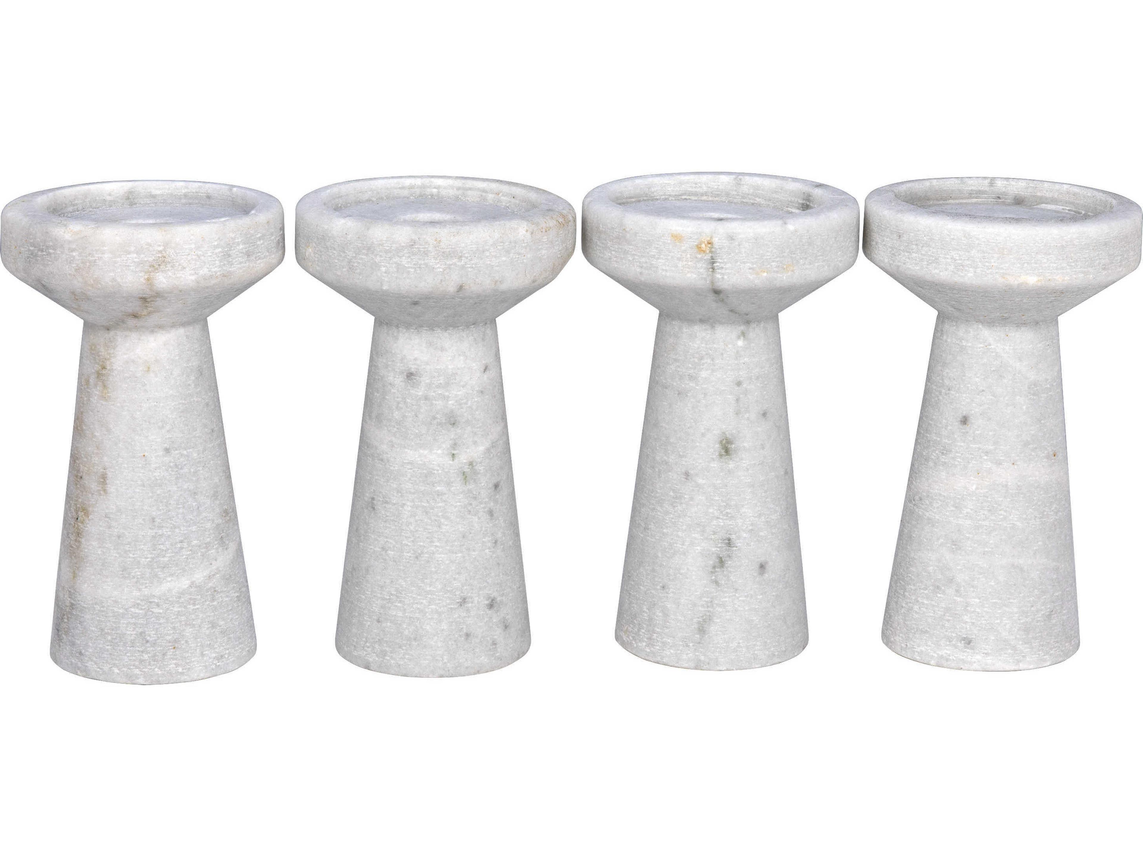 Aleka Decorative Candle Holder Set/4 A White Marble
