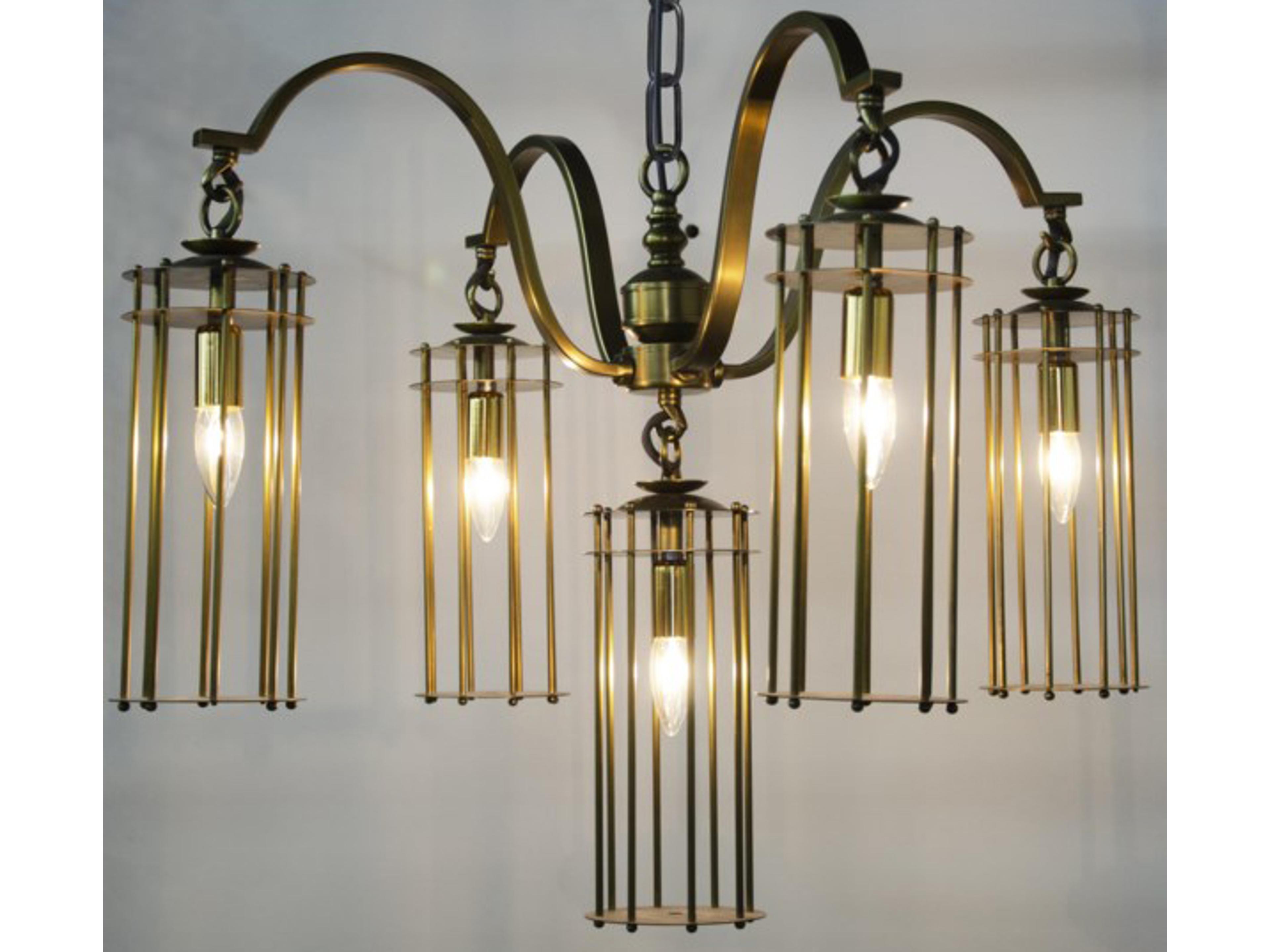 Noir Chandler 5-Light Antique Brass Cylinder Chandelier