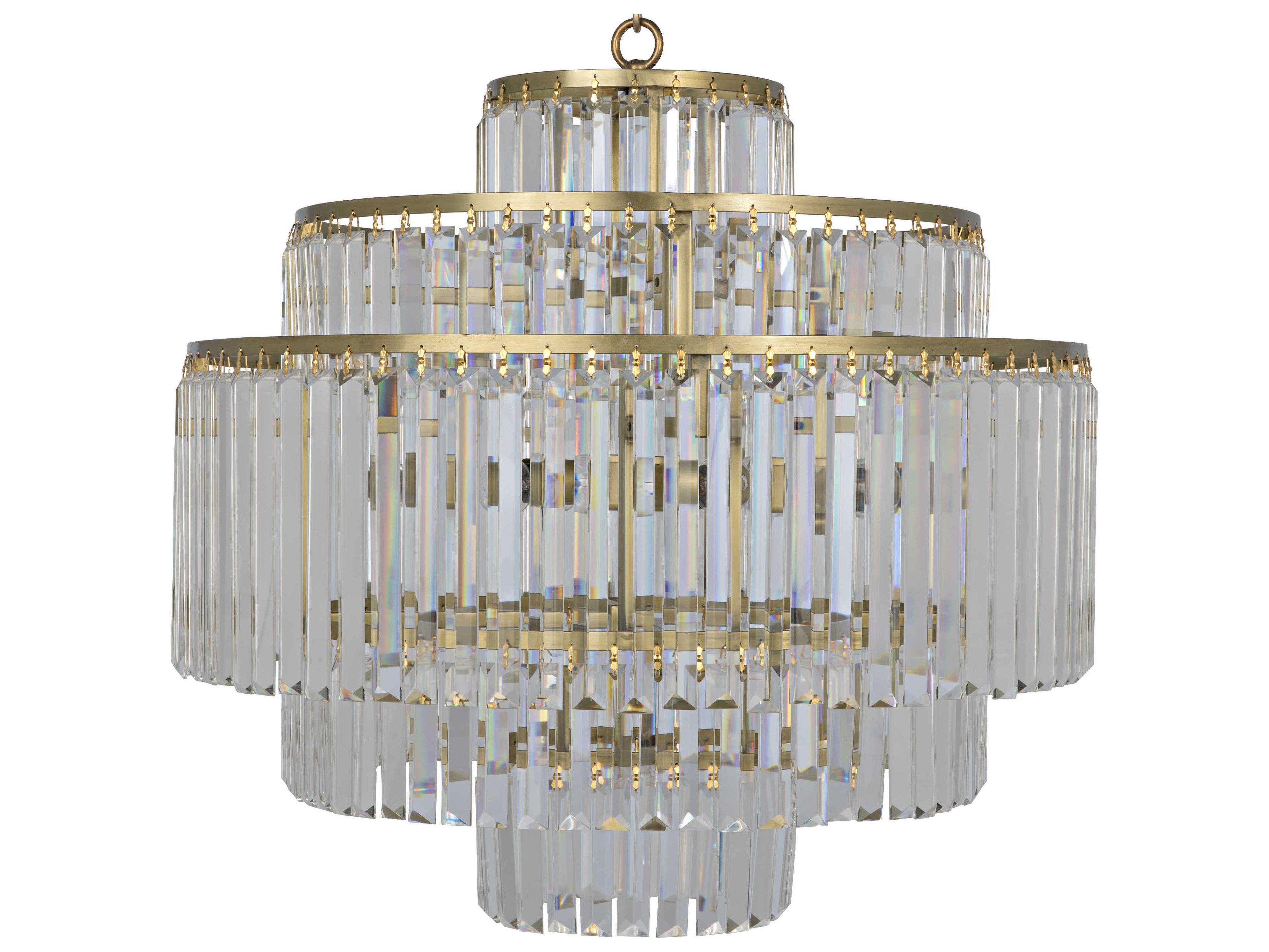 Noir 4-Light Antique Brass Clear Glass Tiered Chandelier