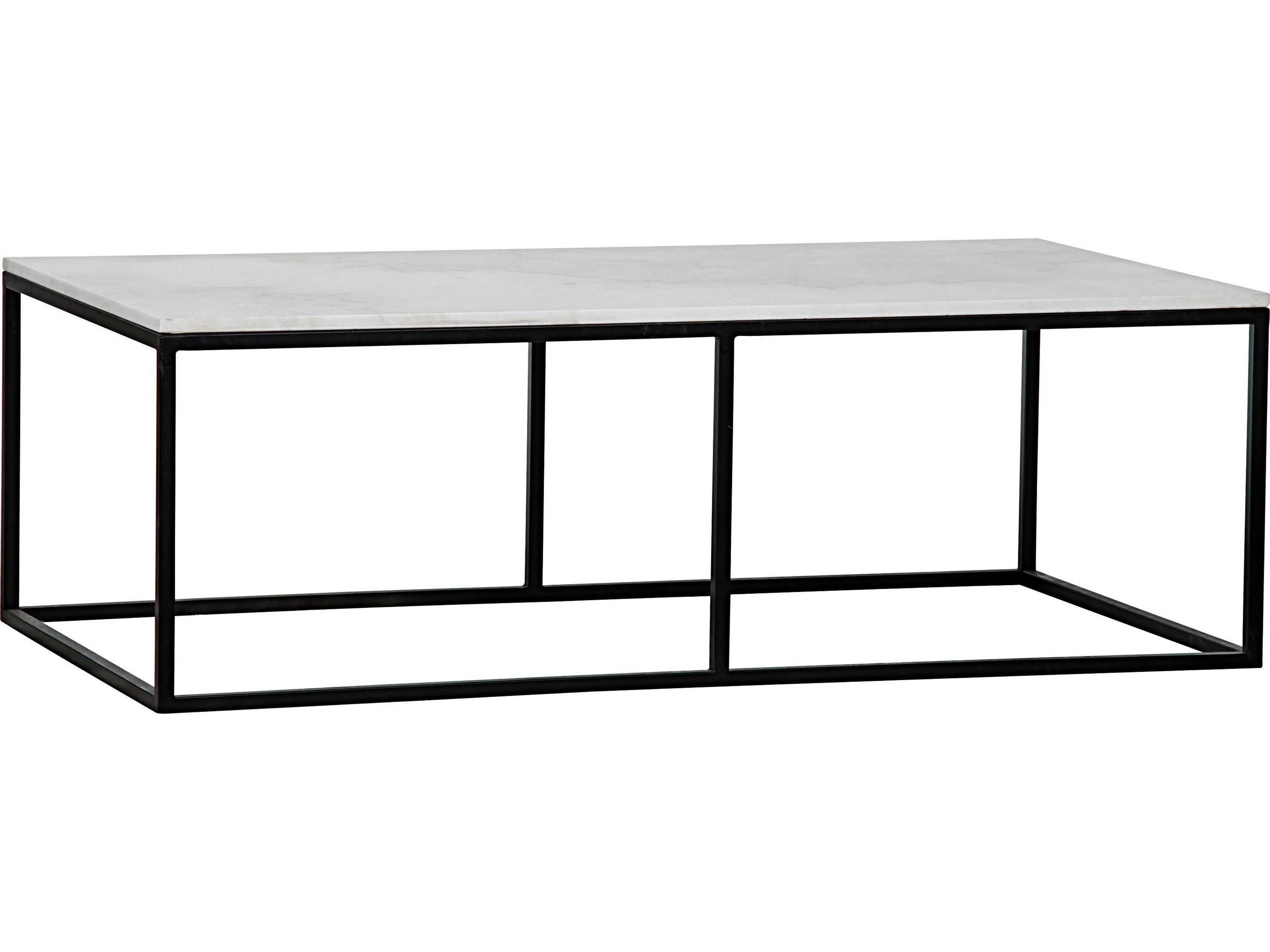 Rectangular Stone Matte Black Coffee Table