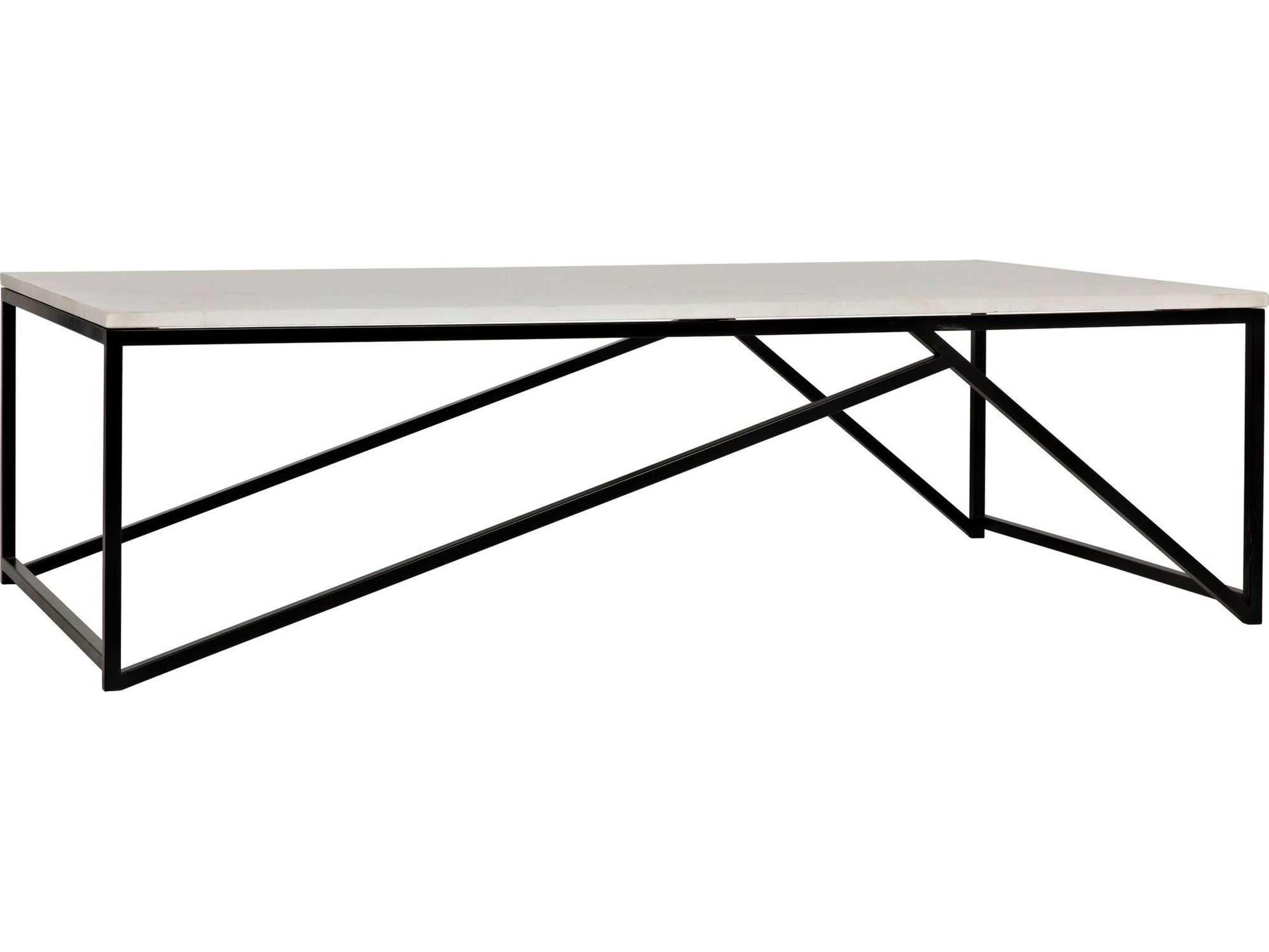 Rectangular Stone Matte Black Coffee Table