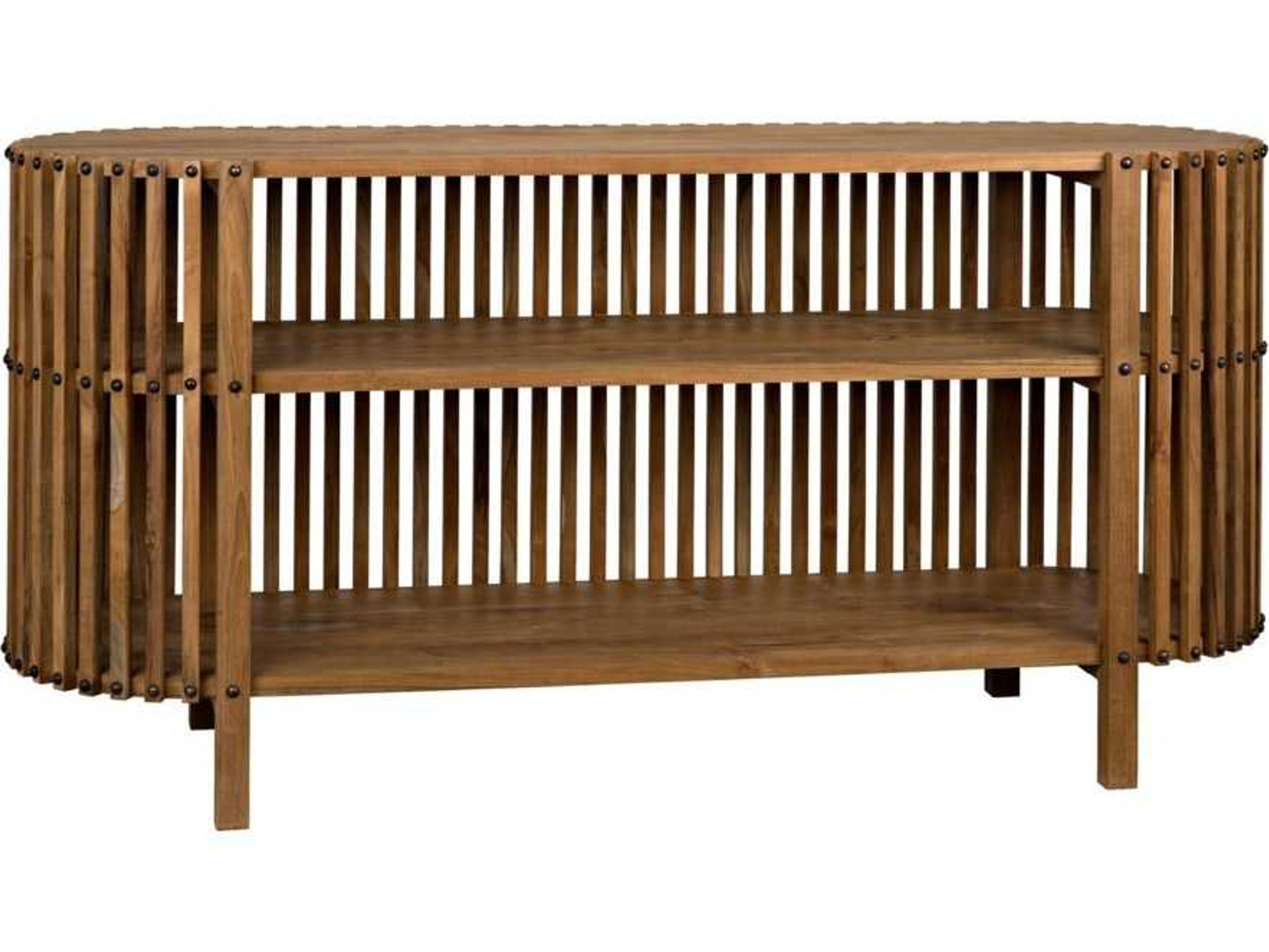 Oval Wood Teak Console Table