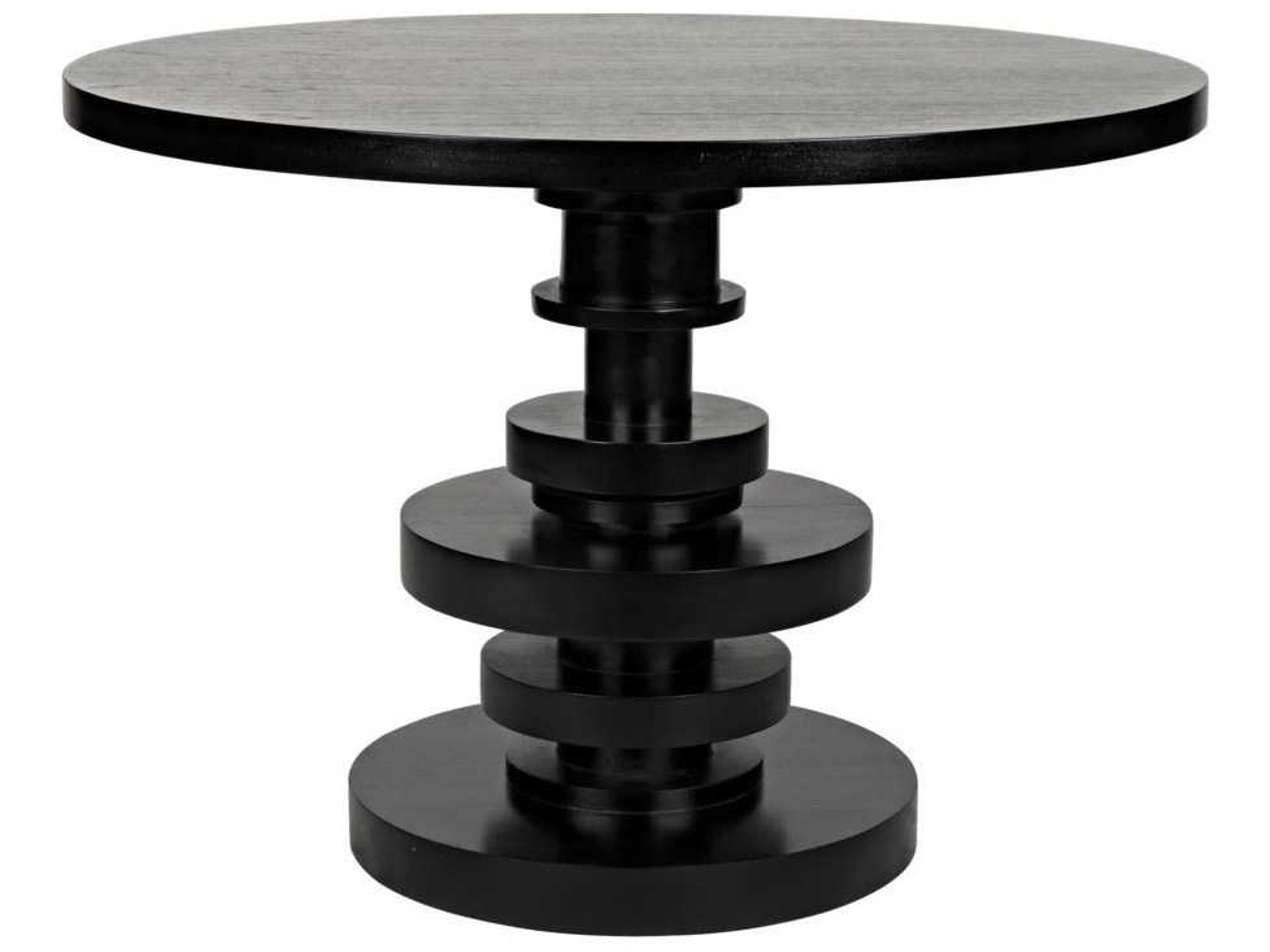 Corum Round Wood Hand Rubbed Black Dining Table