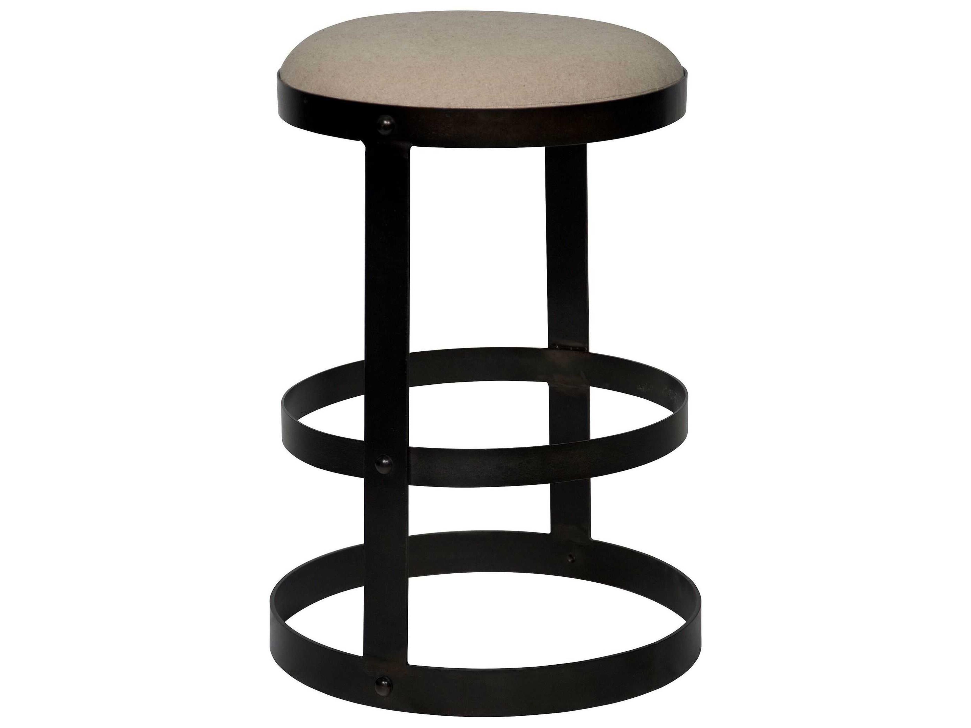 Upholstered Black Metal Counter Stool