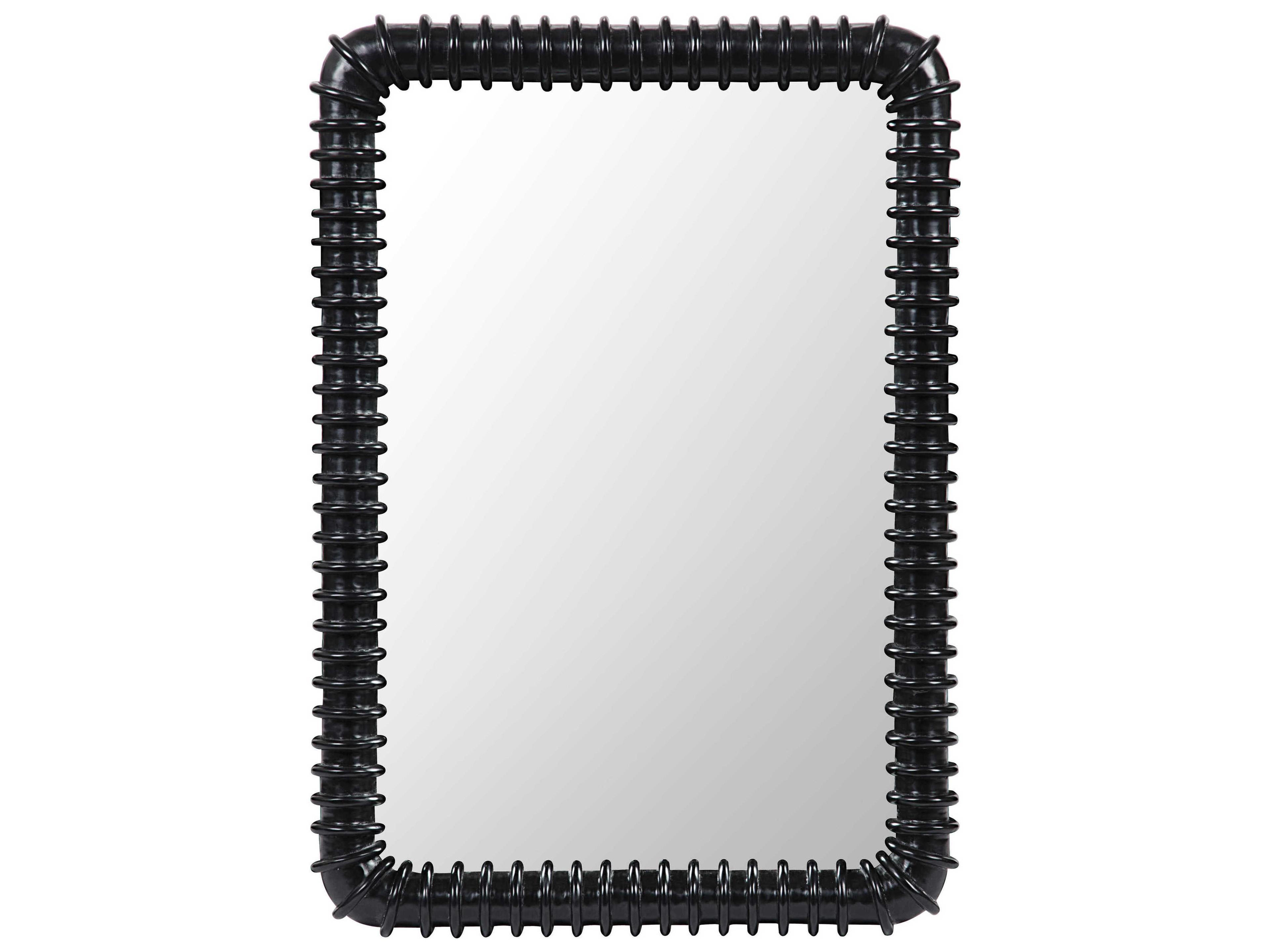 Toshi Hand Rubbed Black Rectangular Wall Mirror