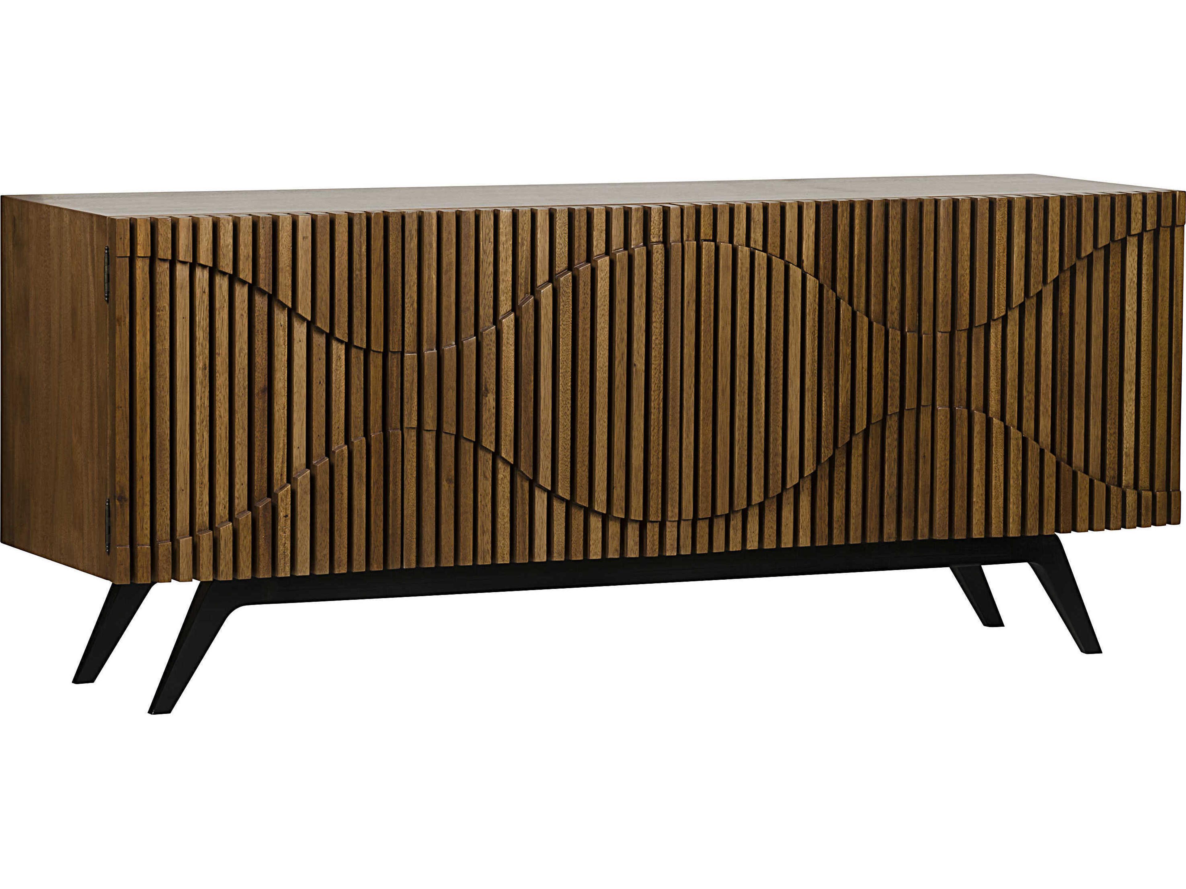 78" Walnut Wood Dark Sideboard