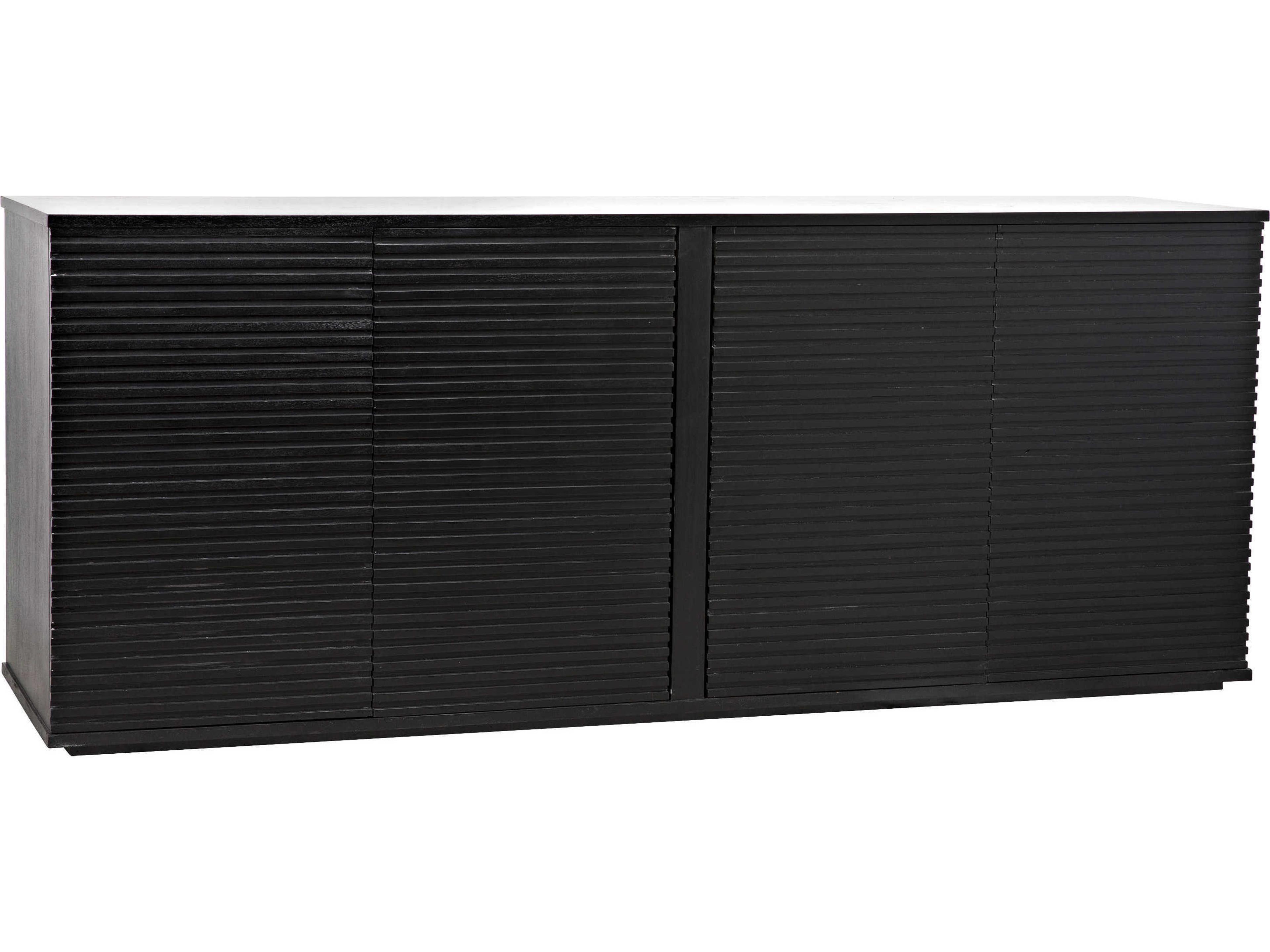 74" Mahogany Wood Hand Rubbed Black Sideboard