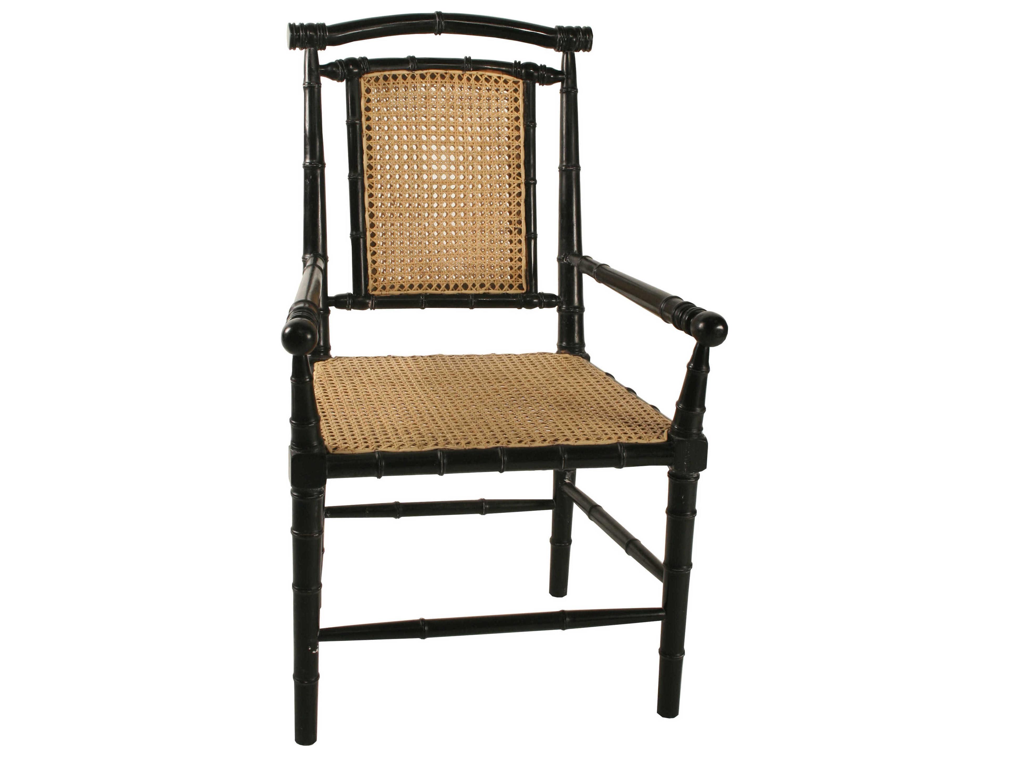 Colonial Mahogany Wood Black Arm Dining Chair