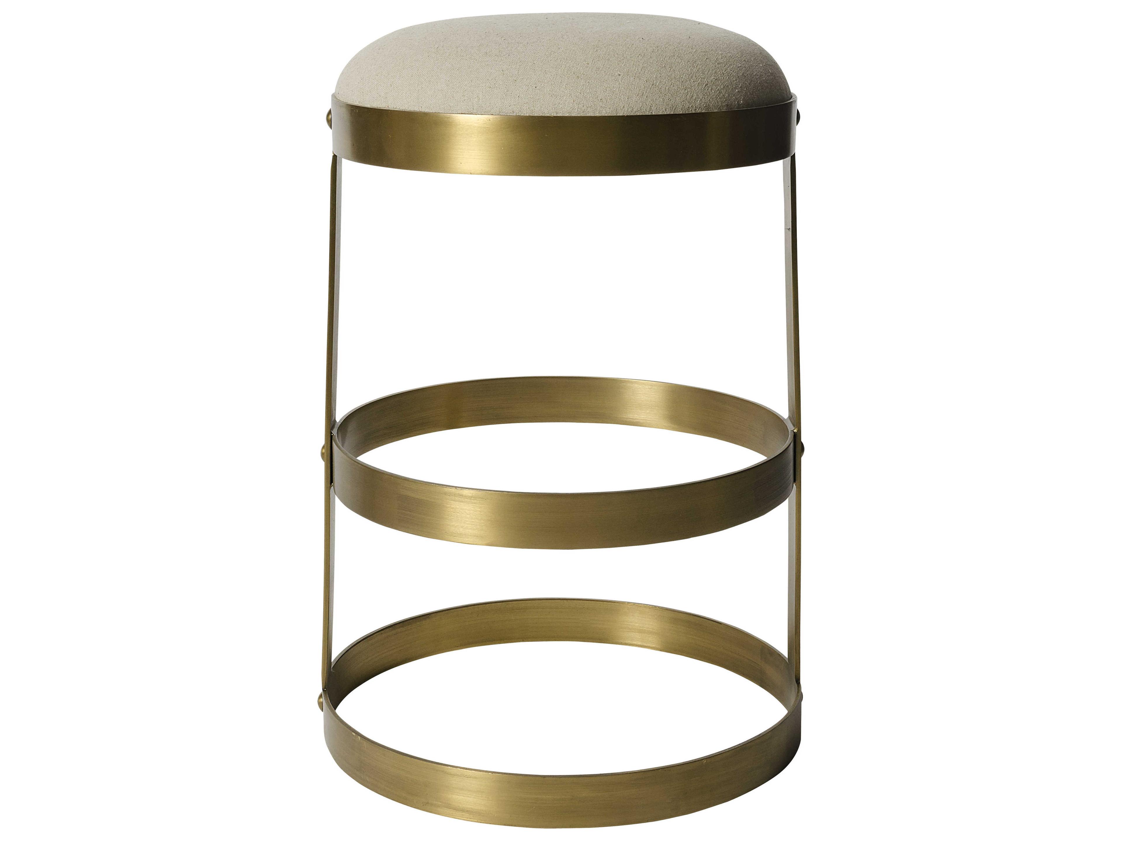 Upholstered Antique Brass Counter Stool