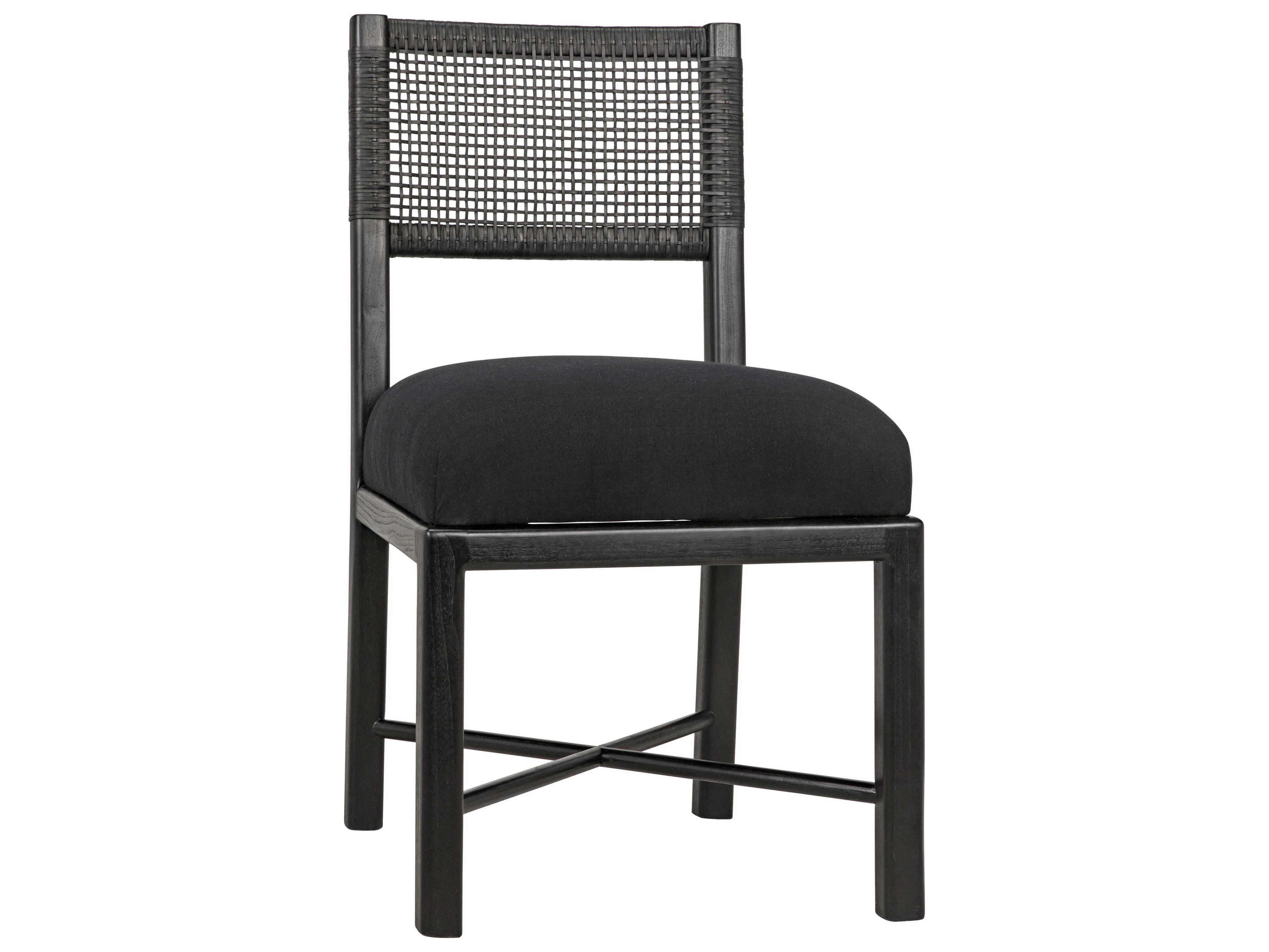 Sungkai Wood Black Upholstered Side Dining Chair