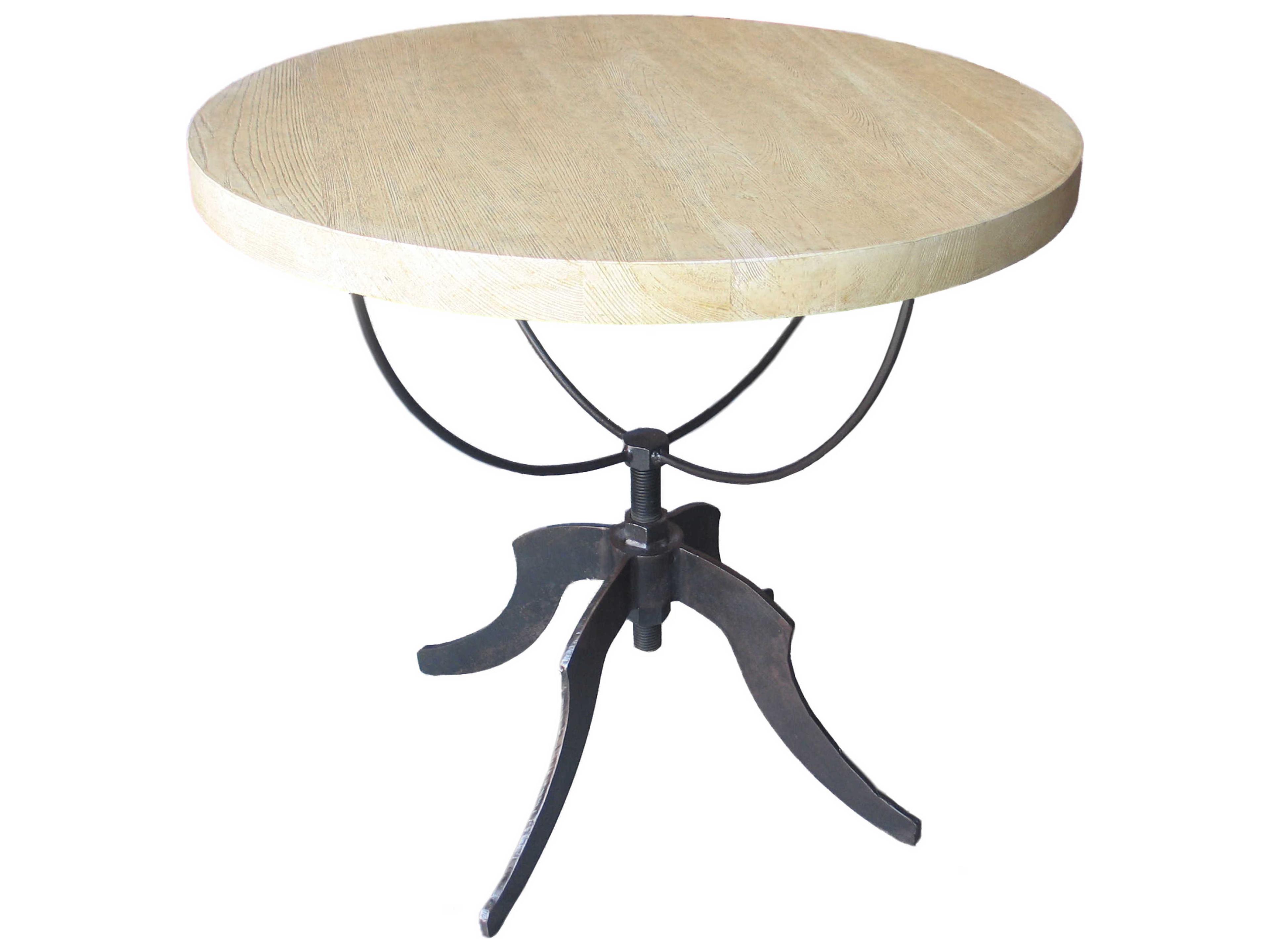 Noir Round Wood Vintage Grey Dining Table