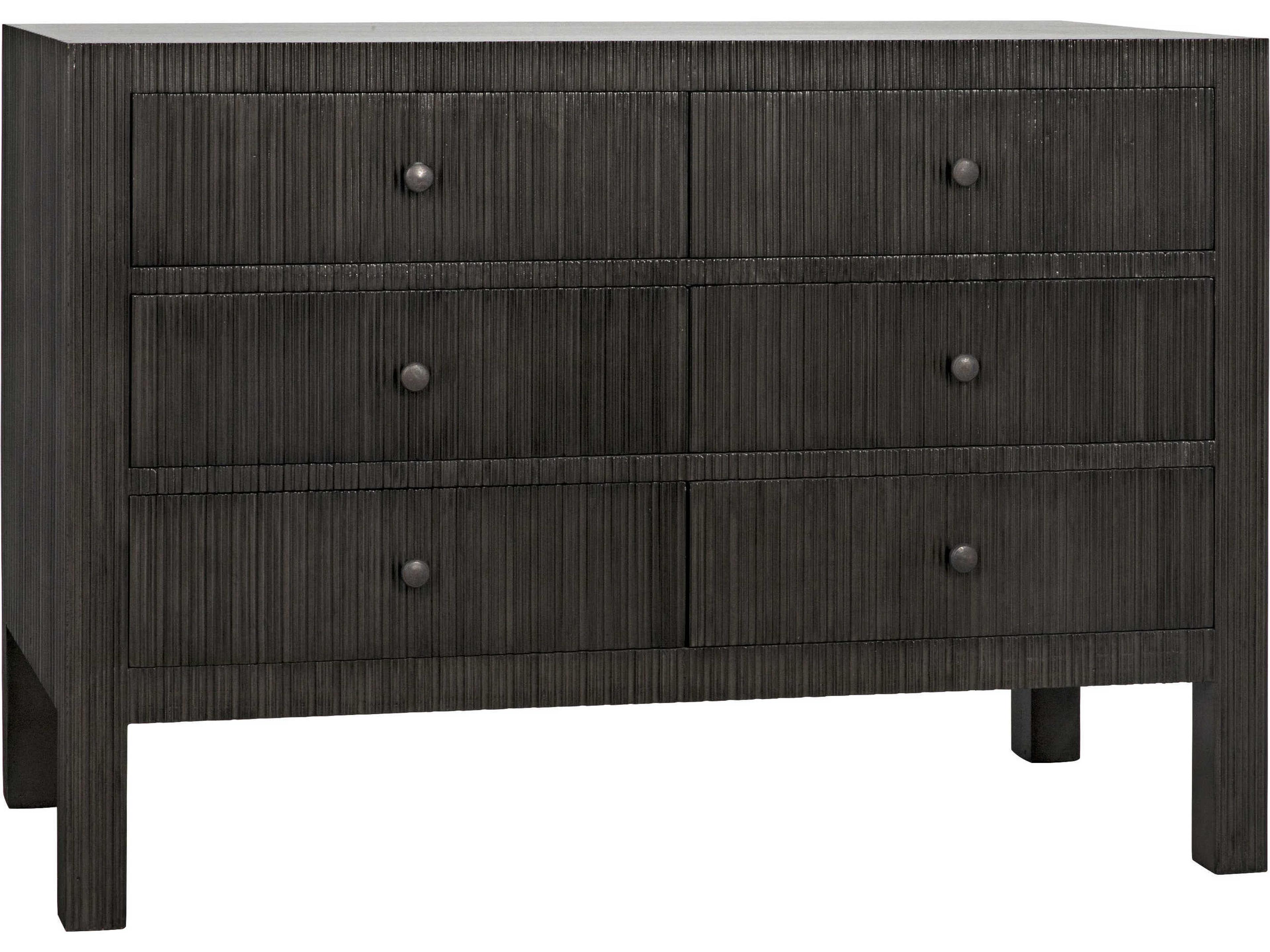 Conrad 6-Drawers Black Mahogany Wood Double Dresser