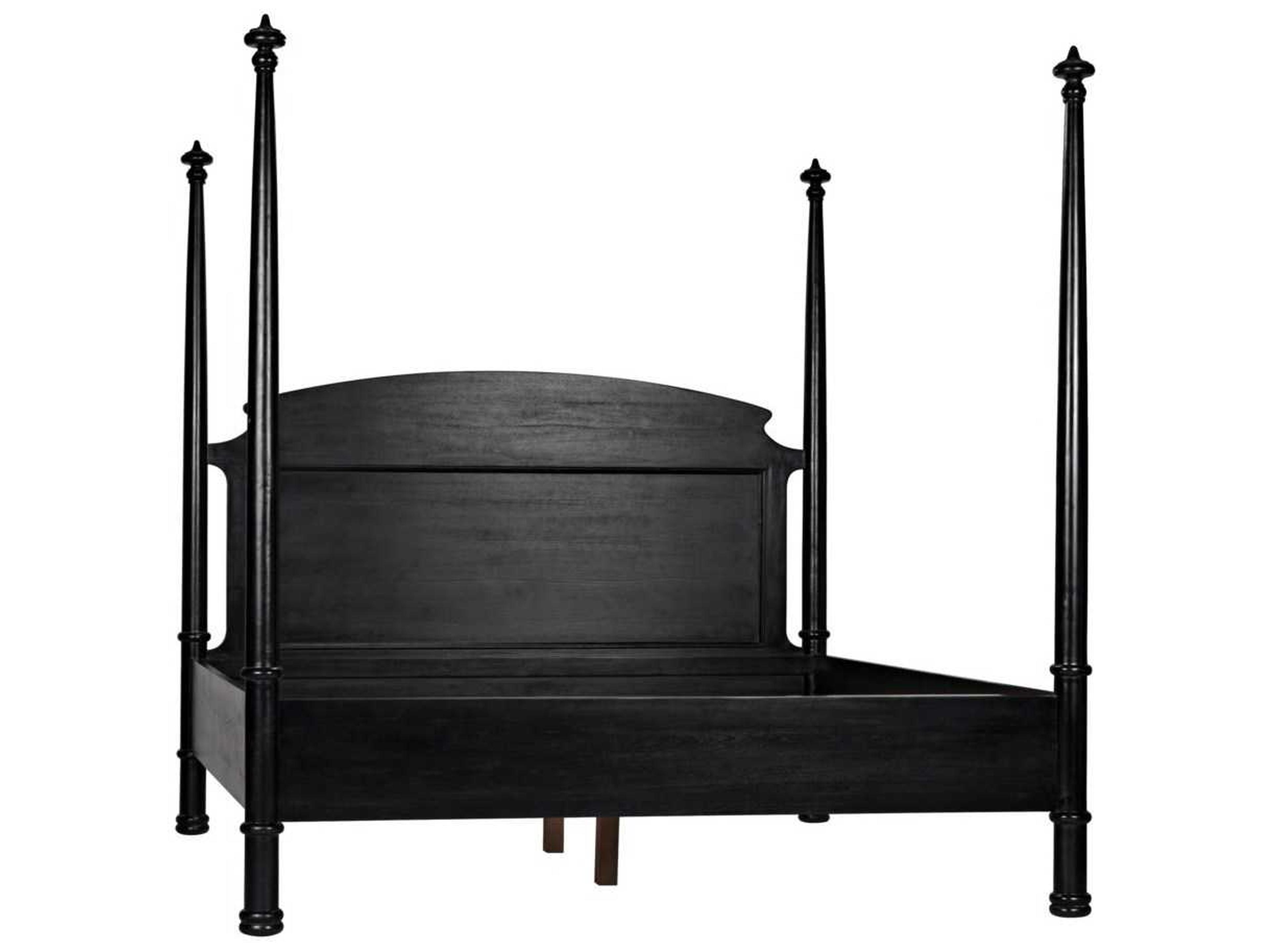 Douglas Hand Rubbed Black Mahogany Wood King Poster Bed