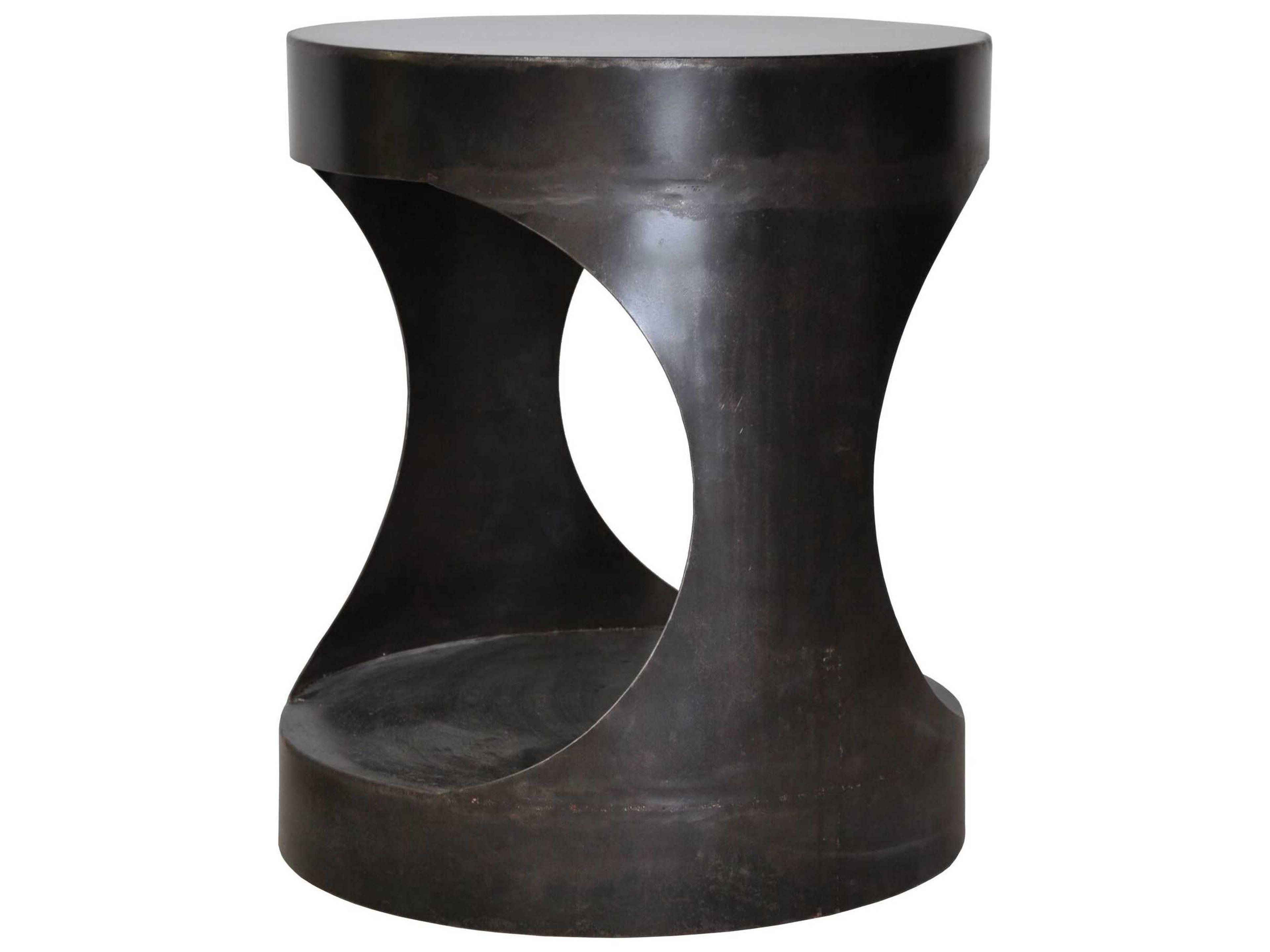 Round Black Metal End Table