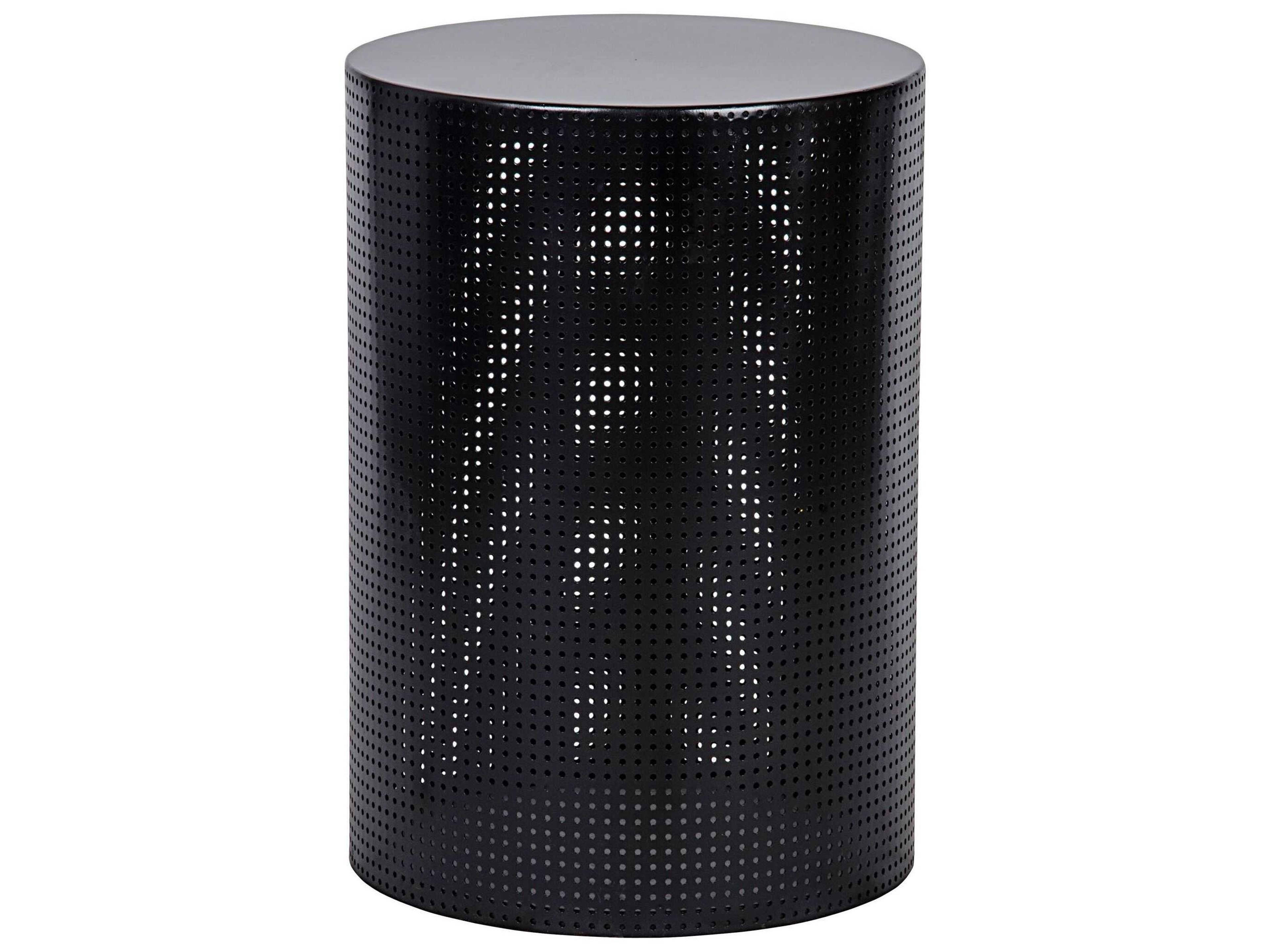 Noir Round Black Metal End Table