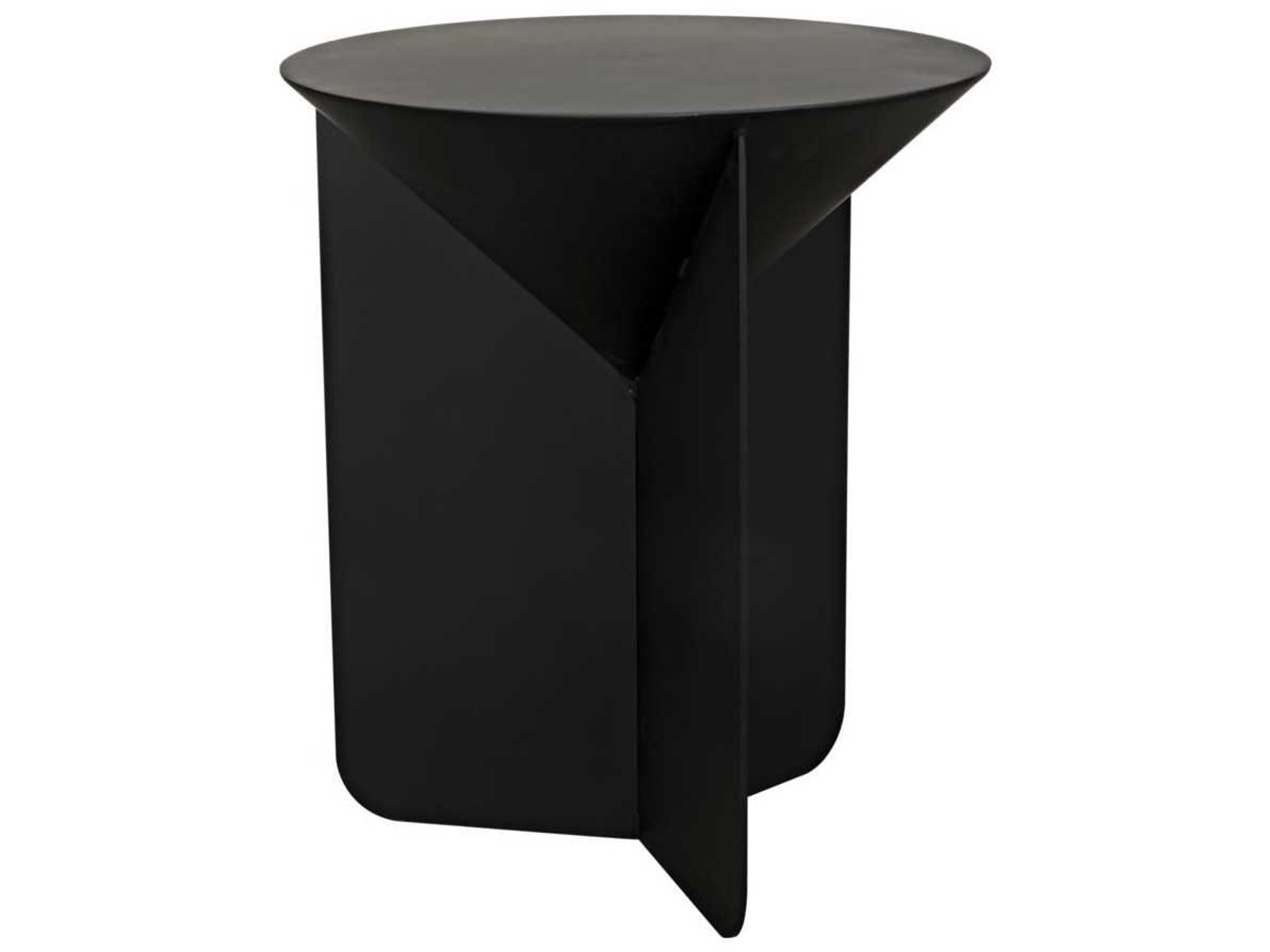 Round Black Metal End Table