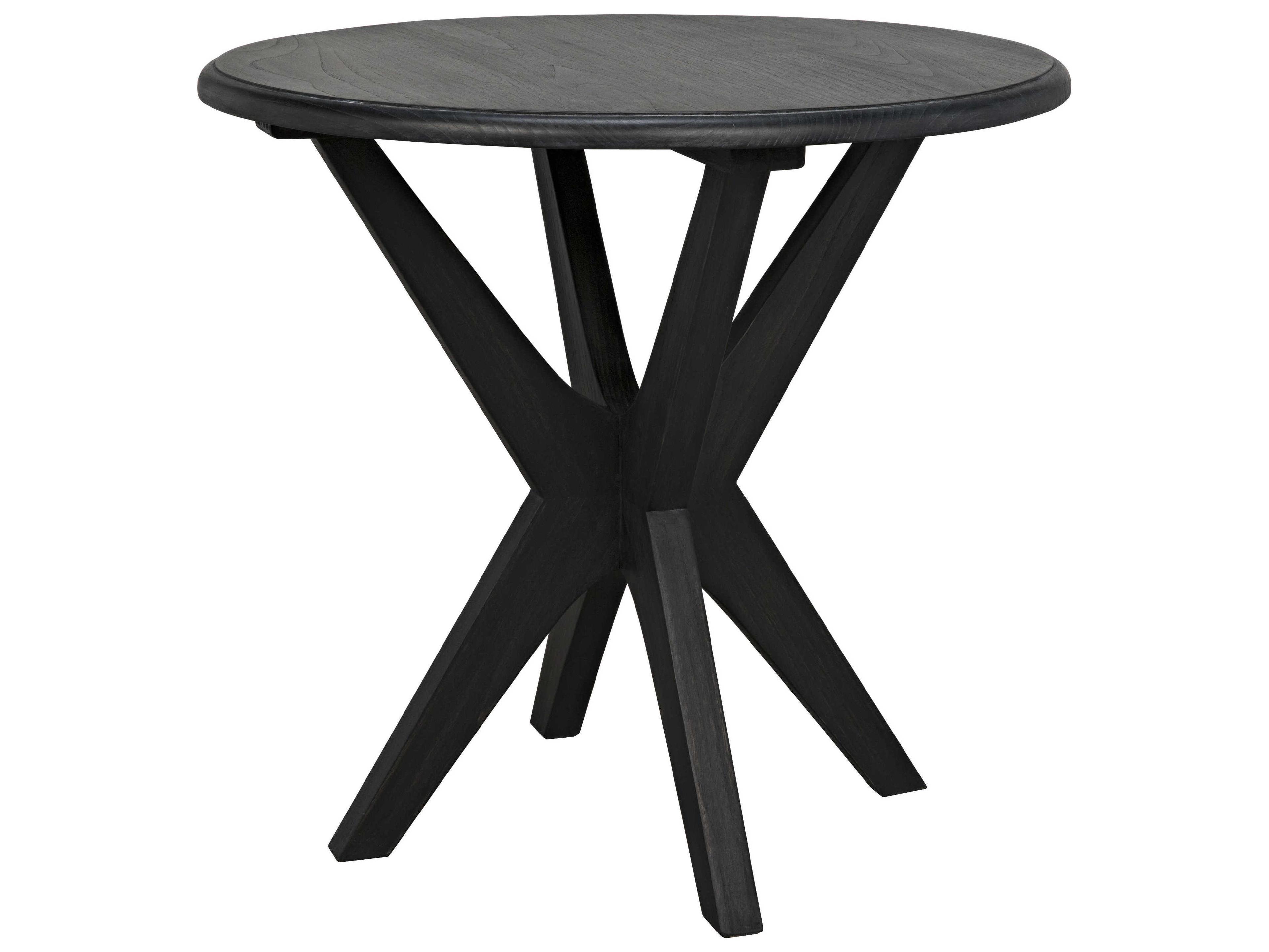 Noir Round Wood Charcoal Black End Table