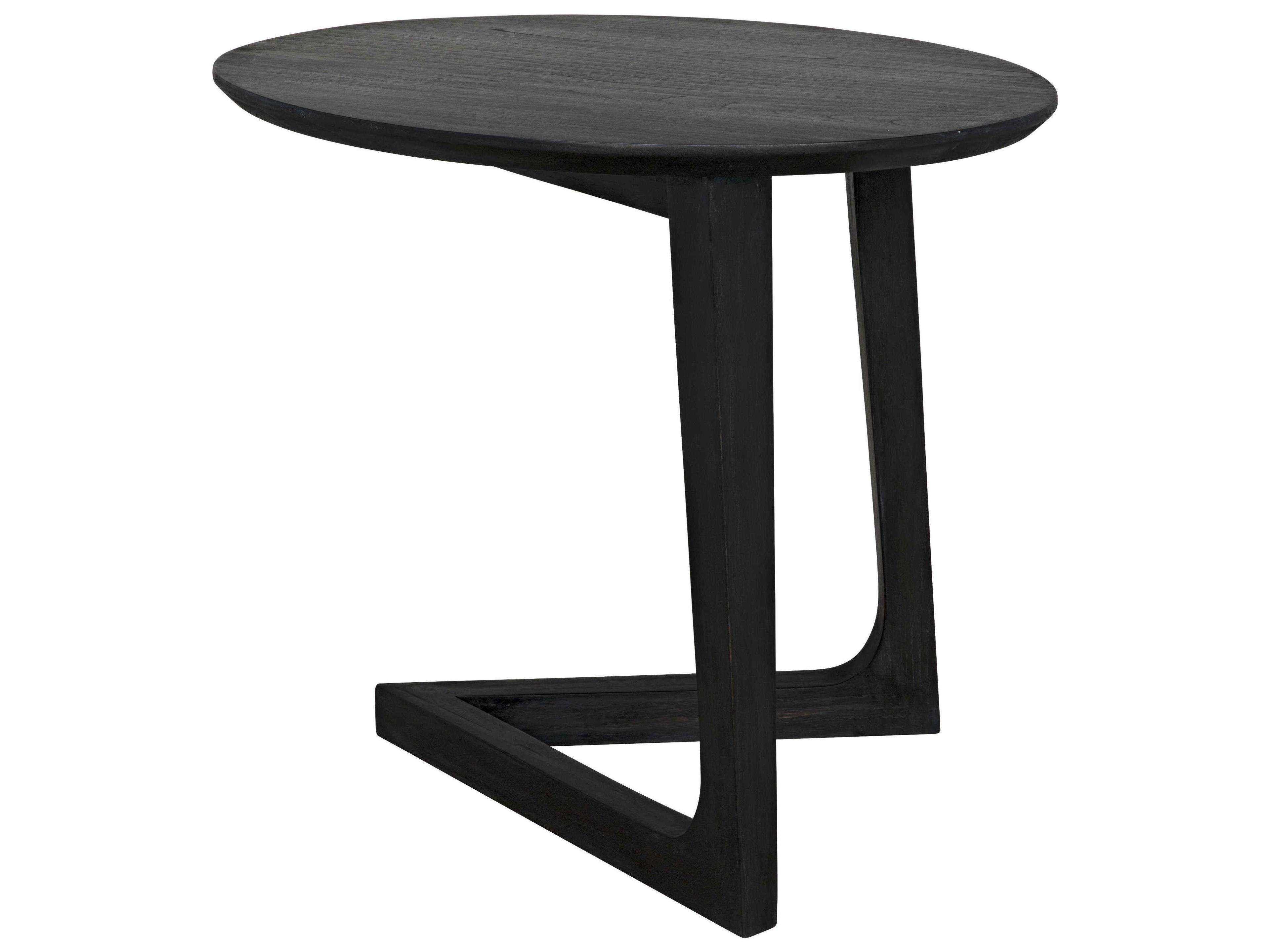 Oval Wood Charcoal Black End Table