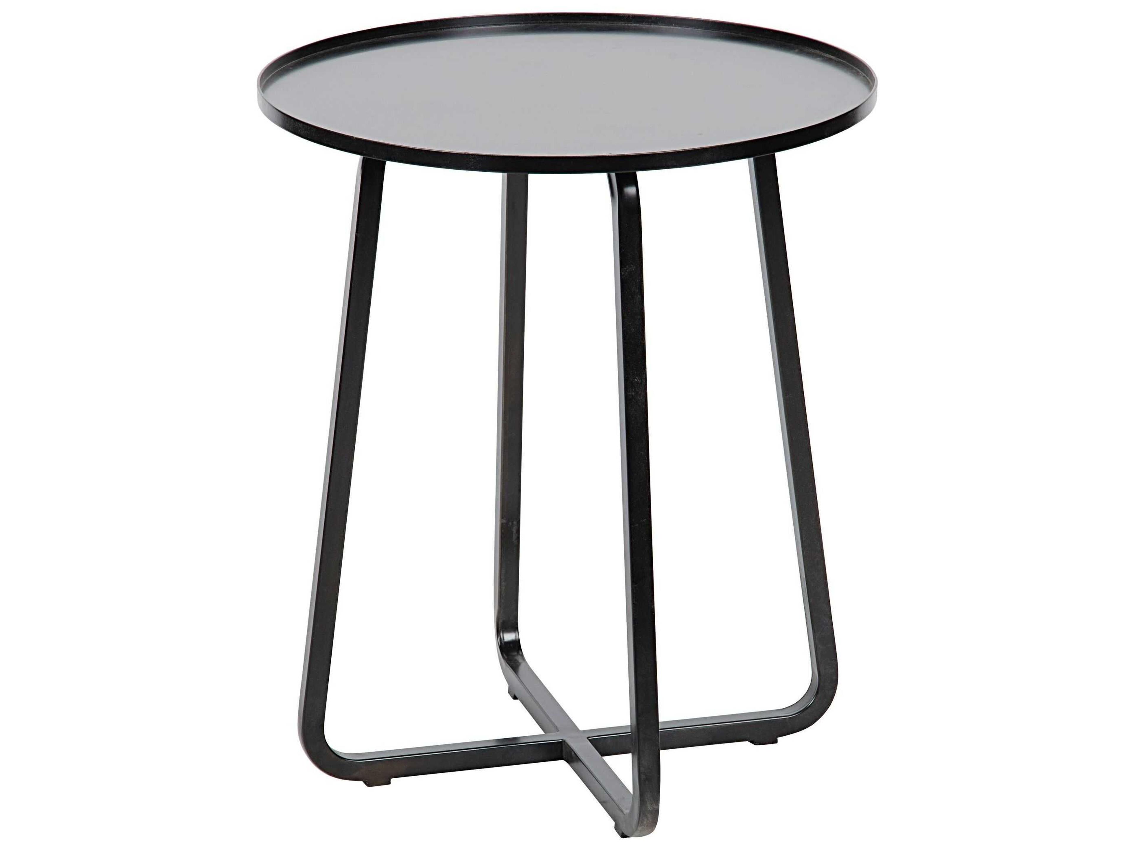 Noir Round Black Metal End Table