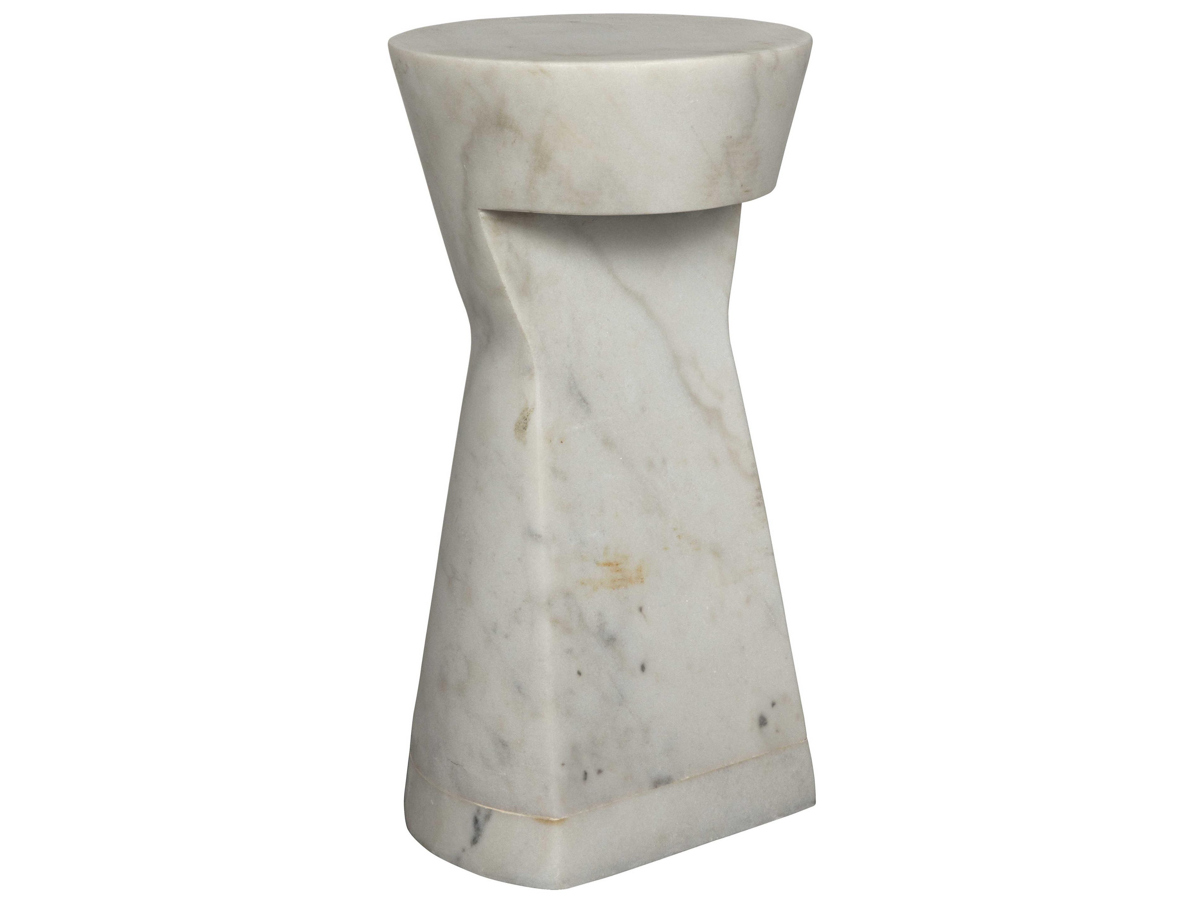 Noir Round Marble Lightly Sealed End Table