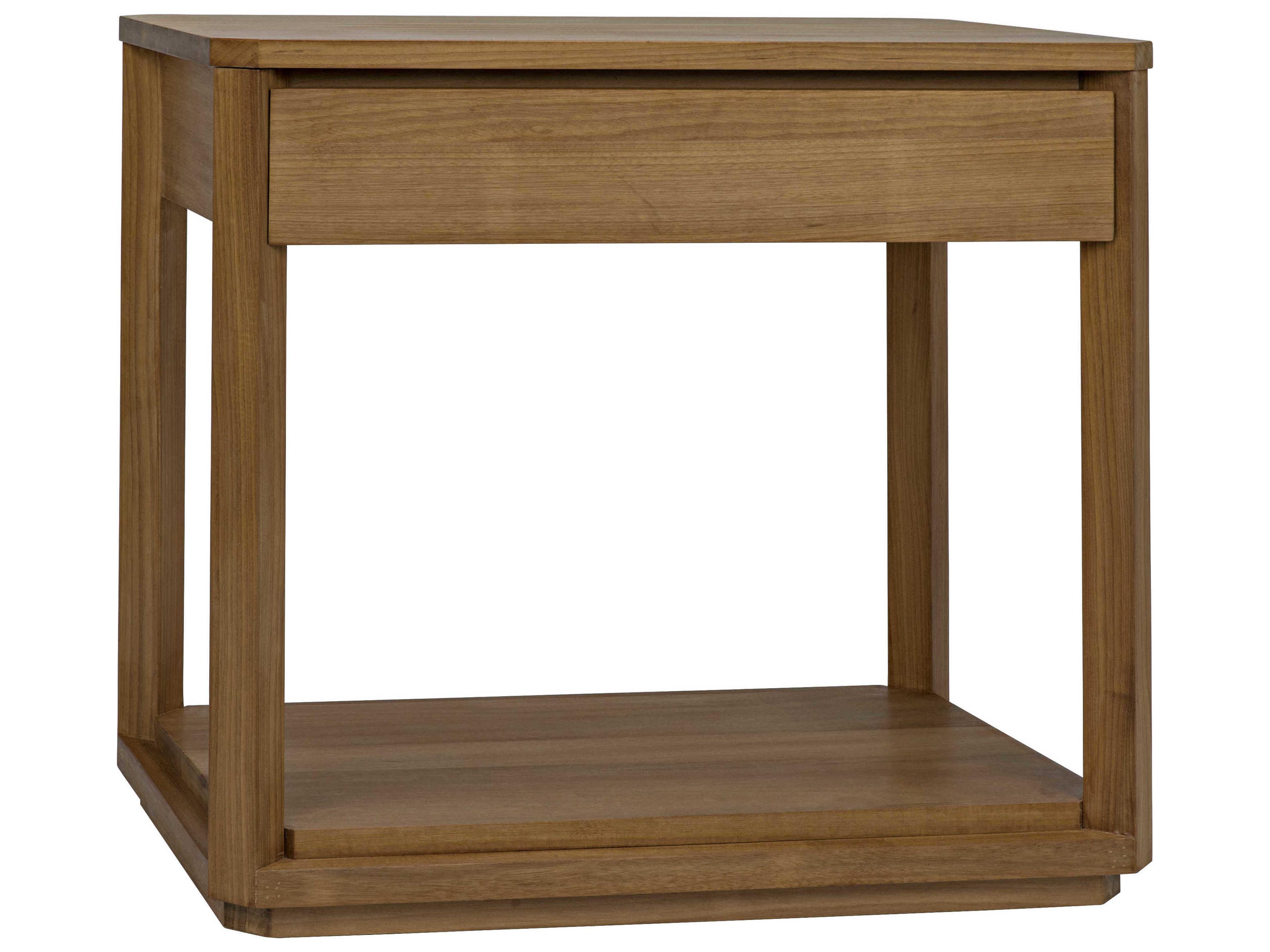 Noir Rectangular Wood Gold Teak End Table