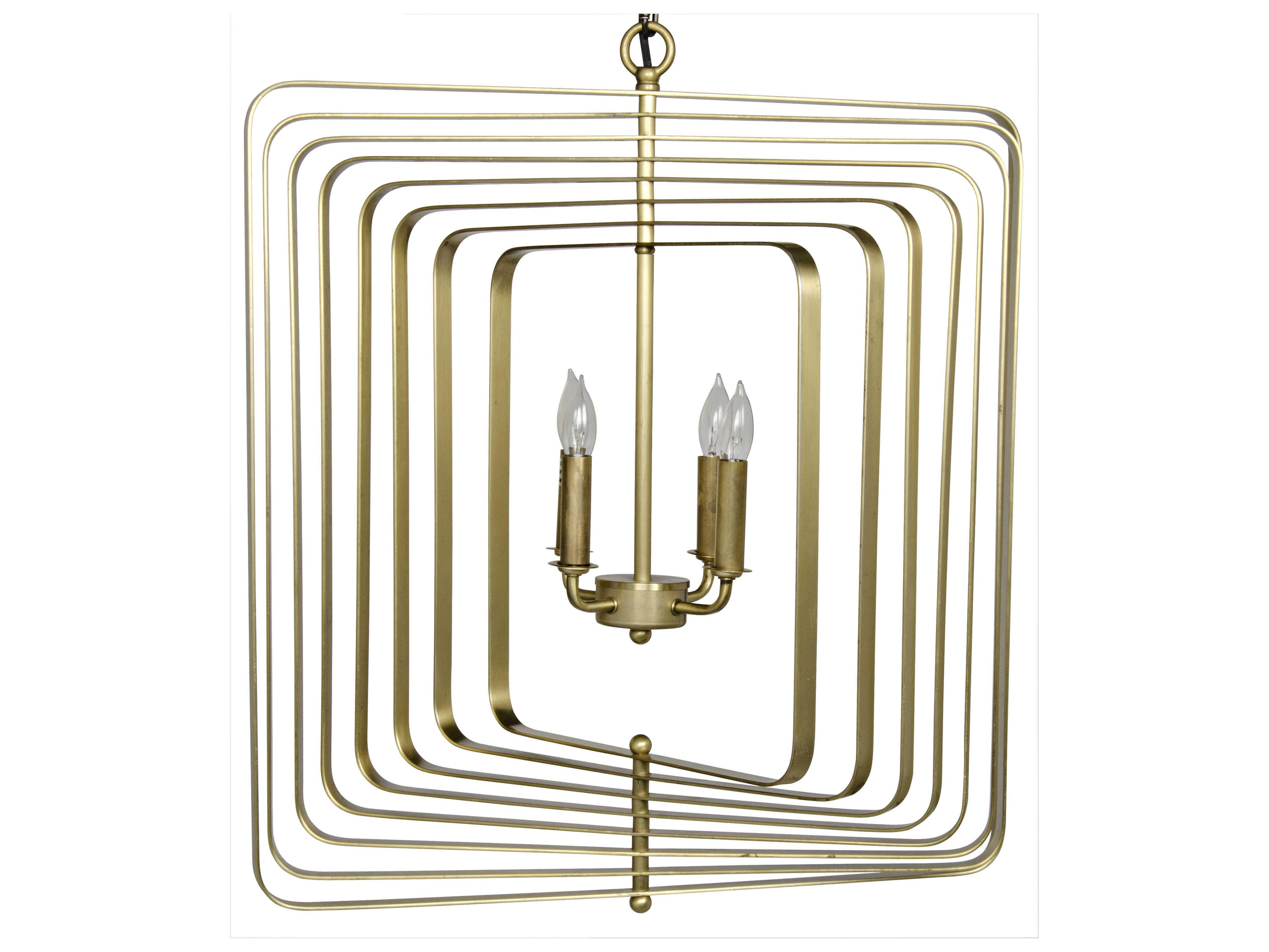 Fixed Lighting 4-Light Antique Brass Geometric Chandelier