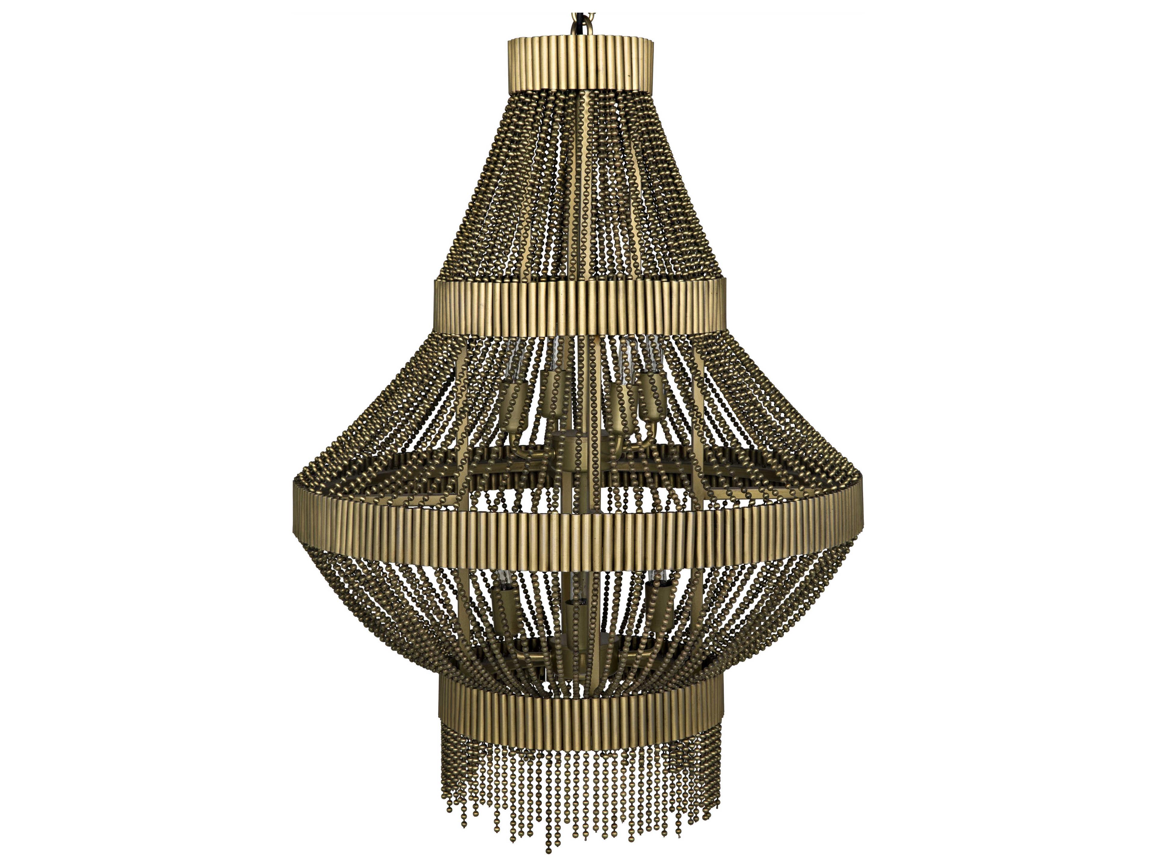 Fixed Lighting 8-Light Antique Brass Empire Tiered Chandelier