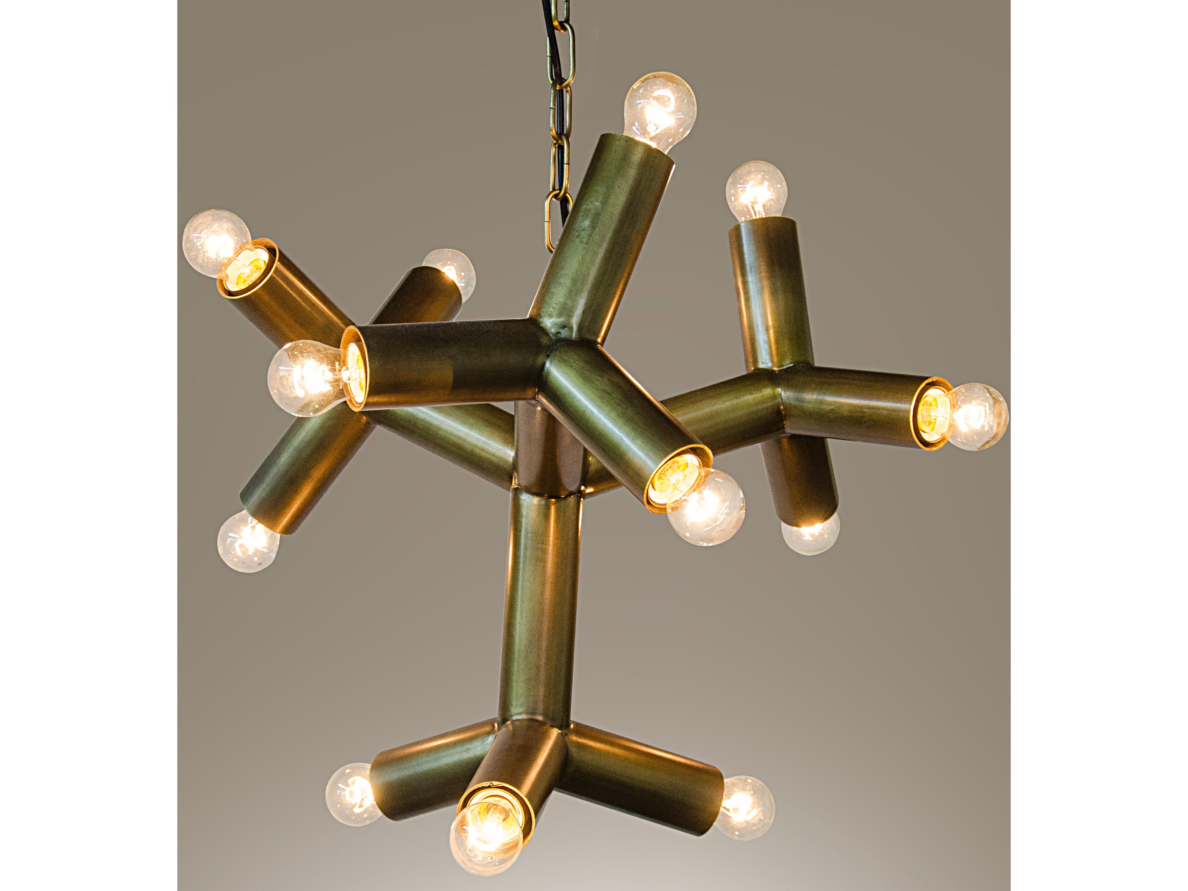 Fixed Lighting 12-Light Antique Brass Geometric Pendant