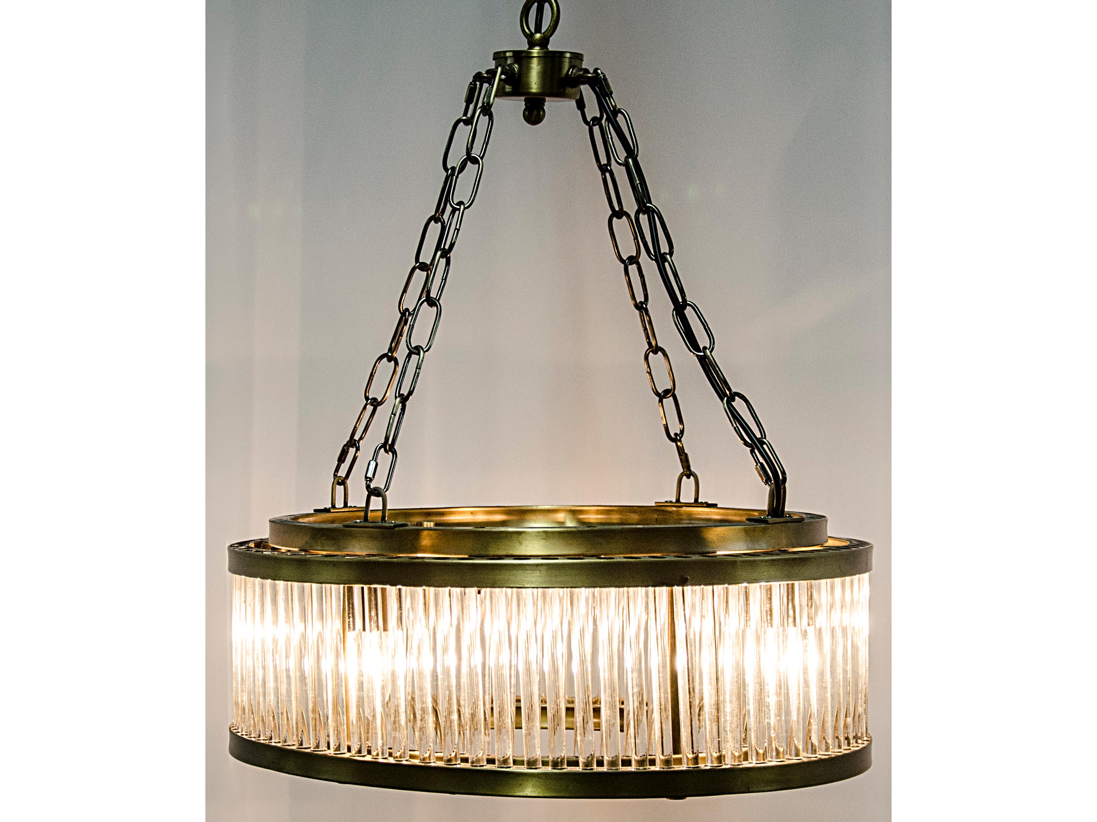 Petronas 4-Light Antique Brass Glass Chandelier