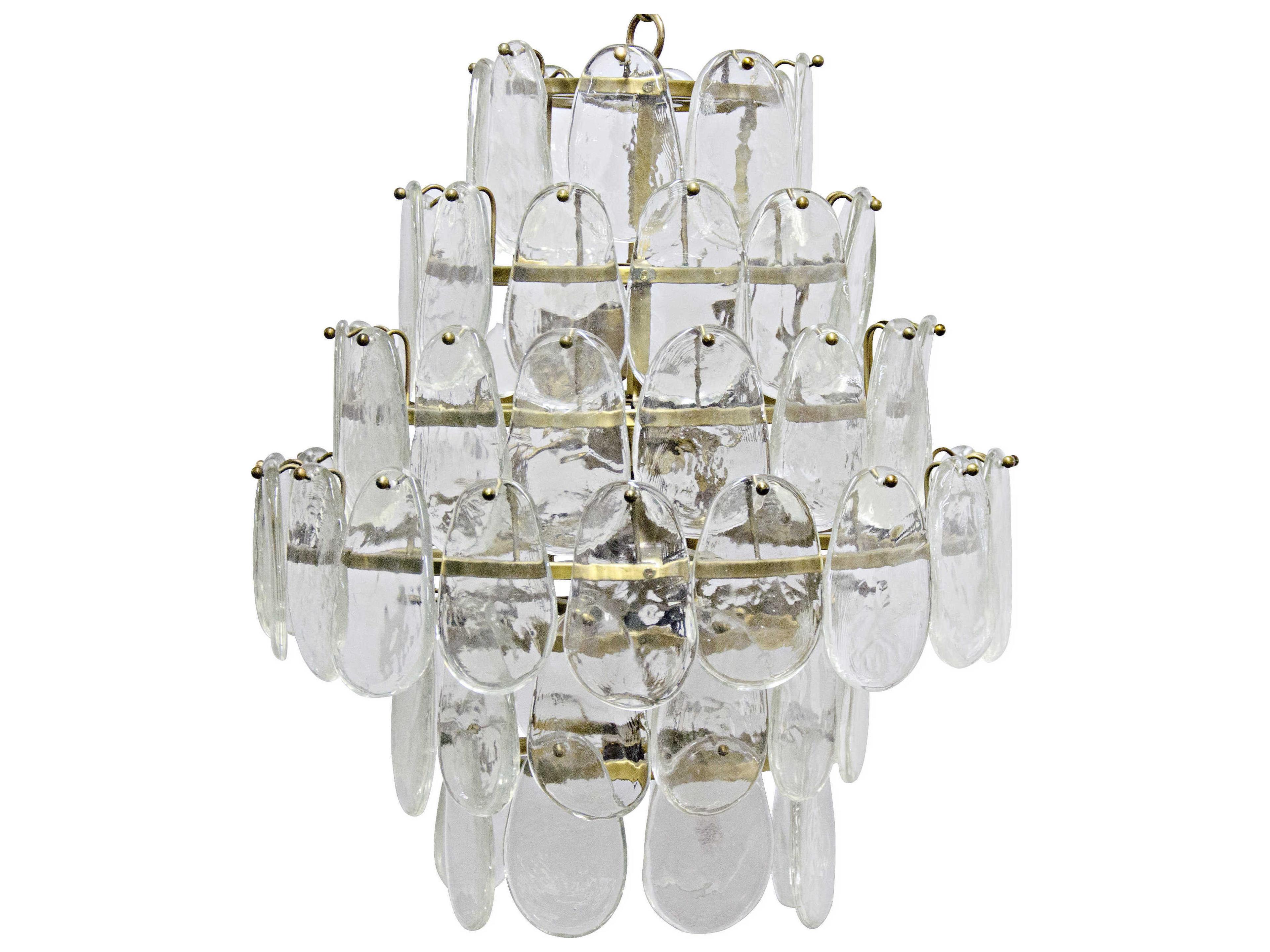 Fixed Lighting 6-Light Antique Brass Glass Tiered Pendant