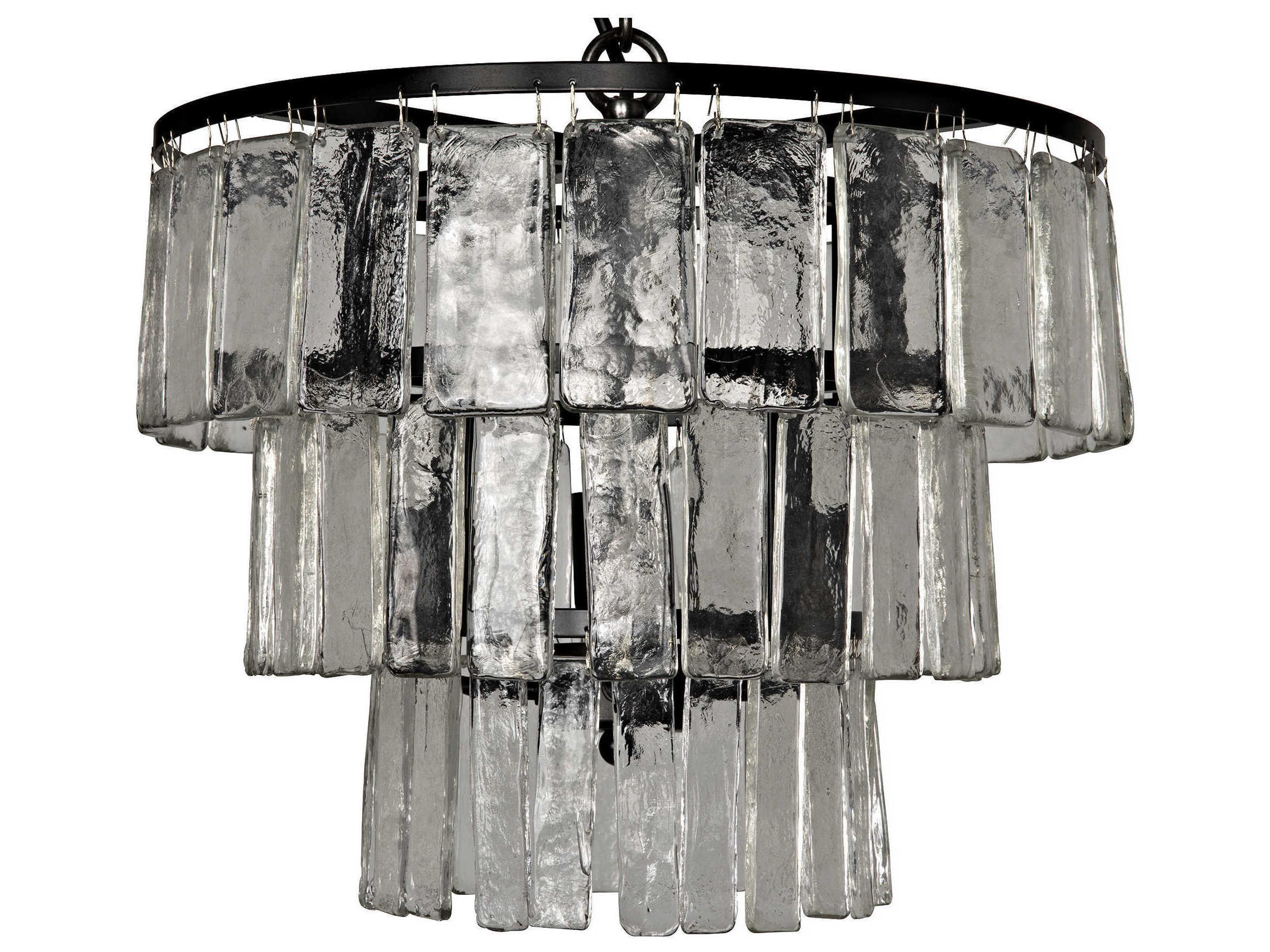 Fixed Lighting 4-Light Black Glass Tiered Chandelier