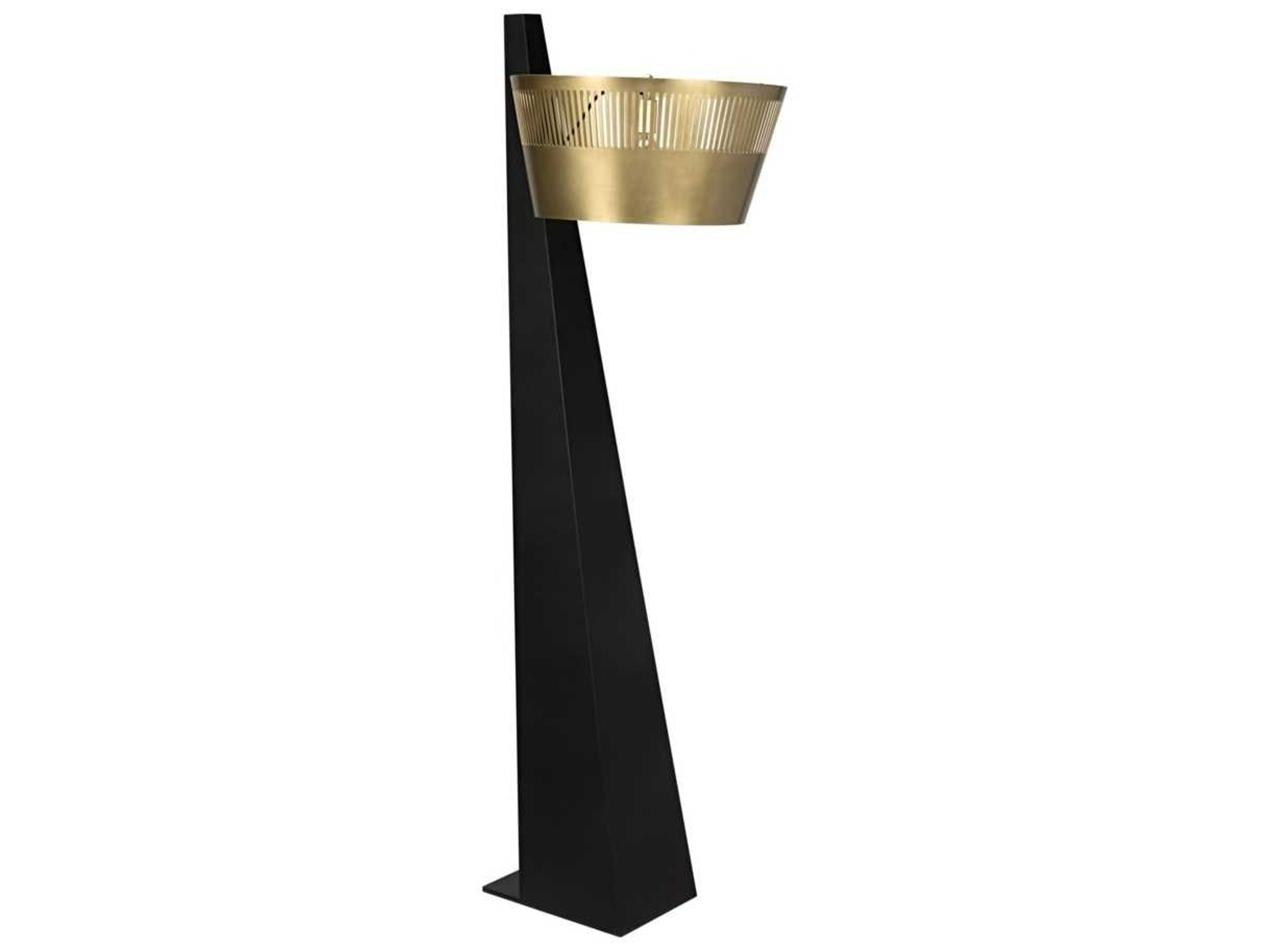 Claudius Matte Black Antique Brass Floor Lamp