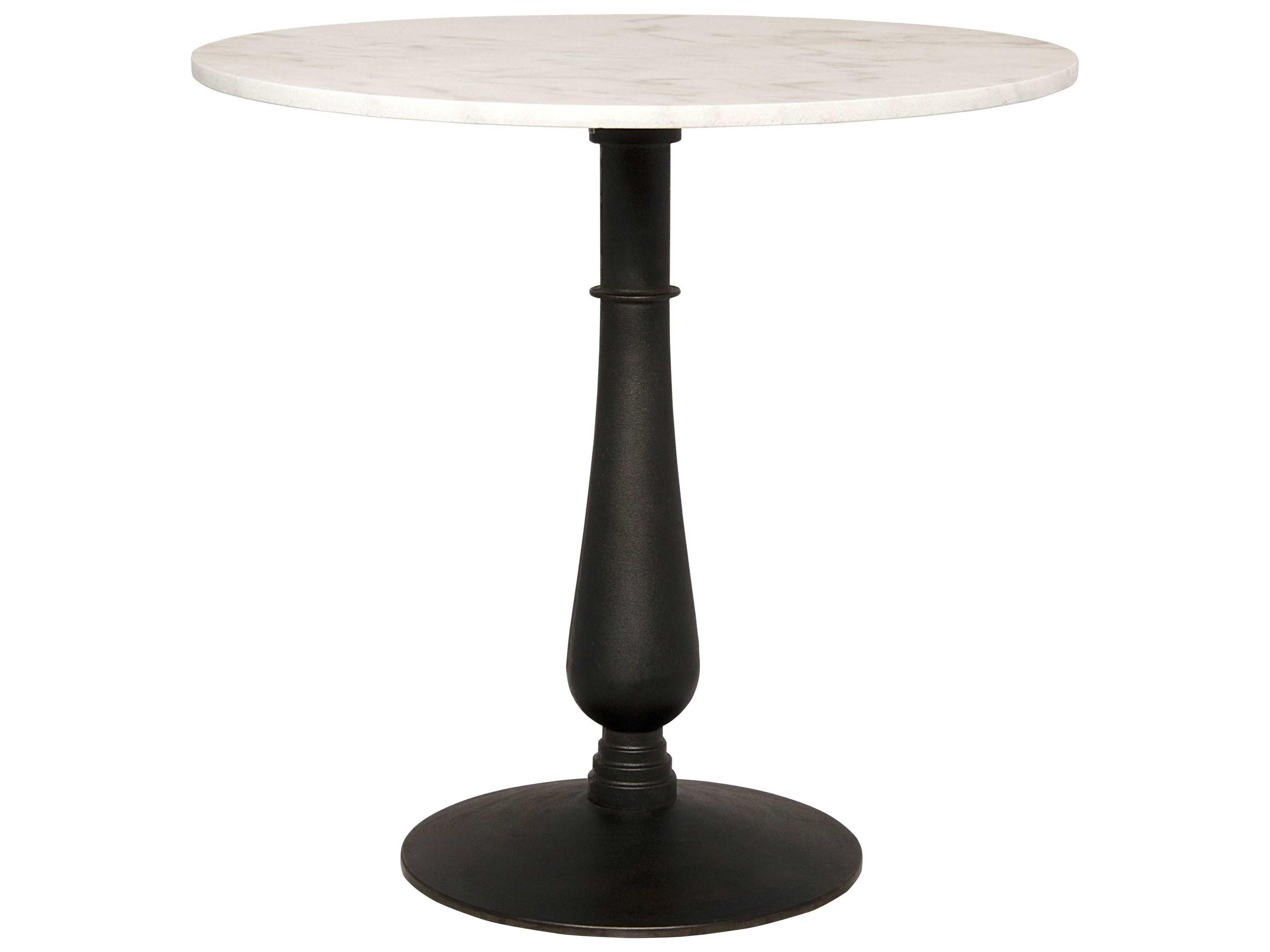 Round Marble Matte Black End Table