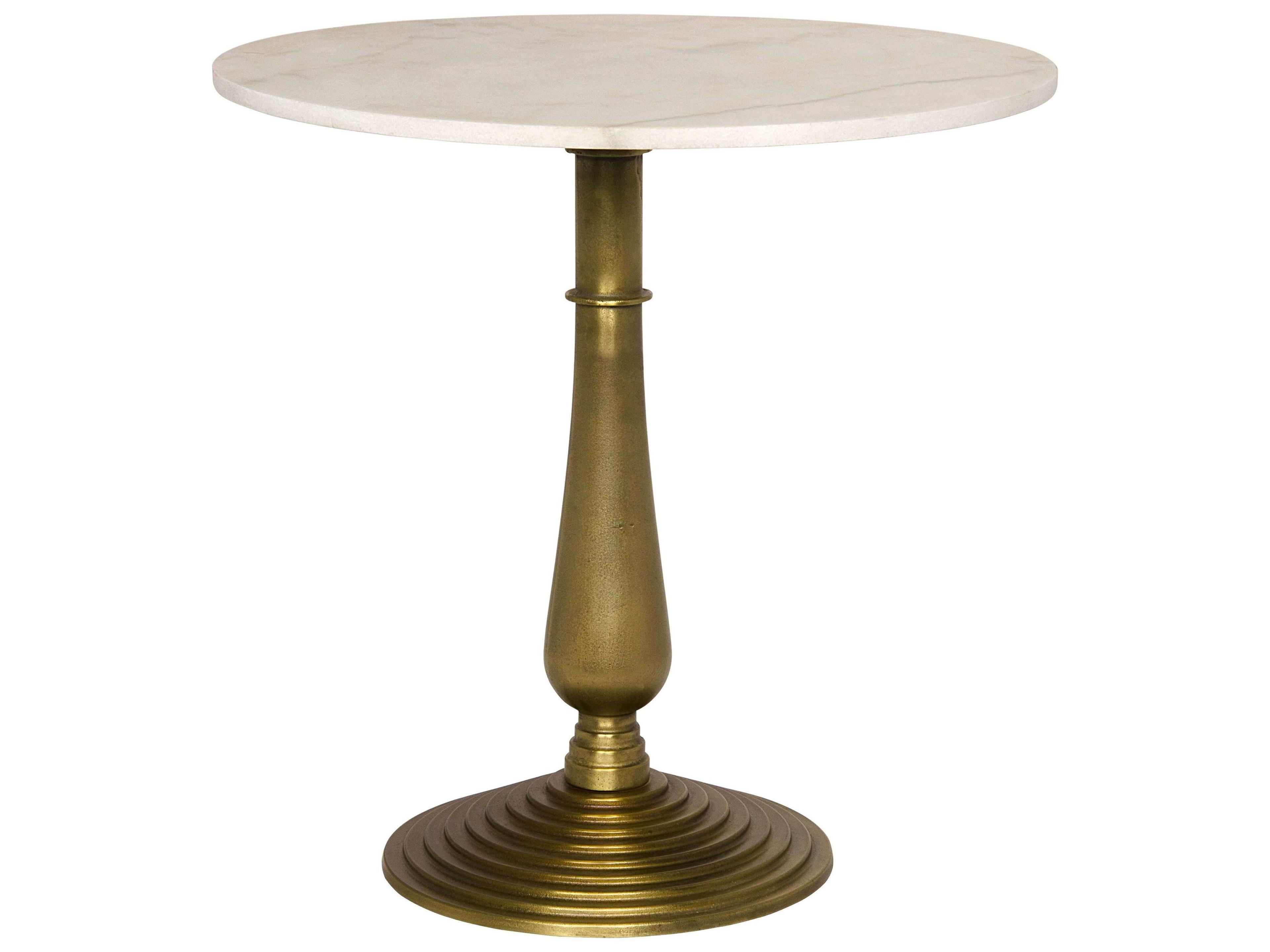 Round Marble Antique Brass End Table