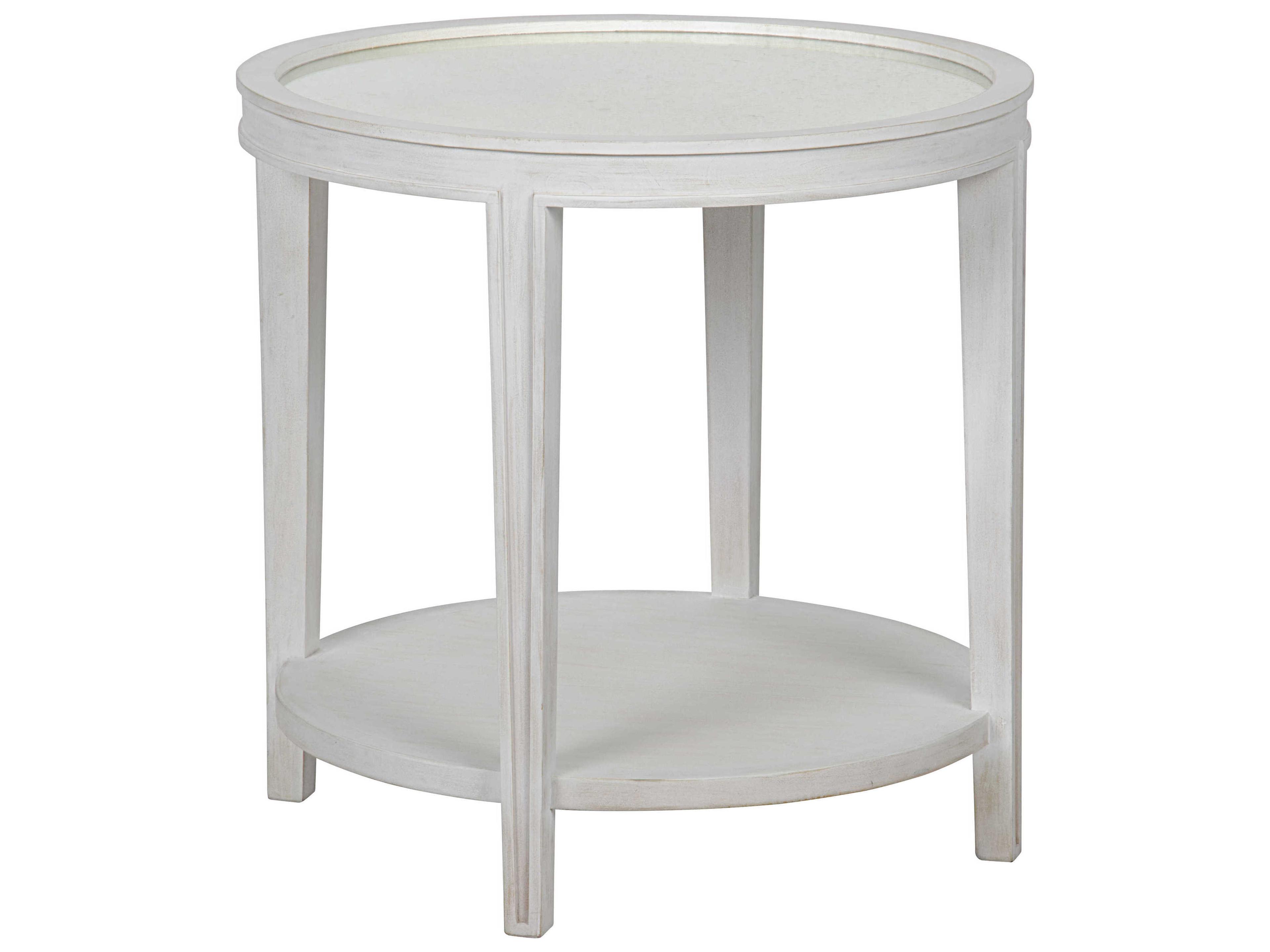 Noir Living Room Accents Round White Wash End Table
