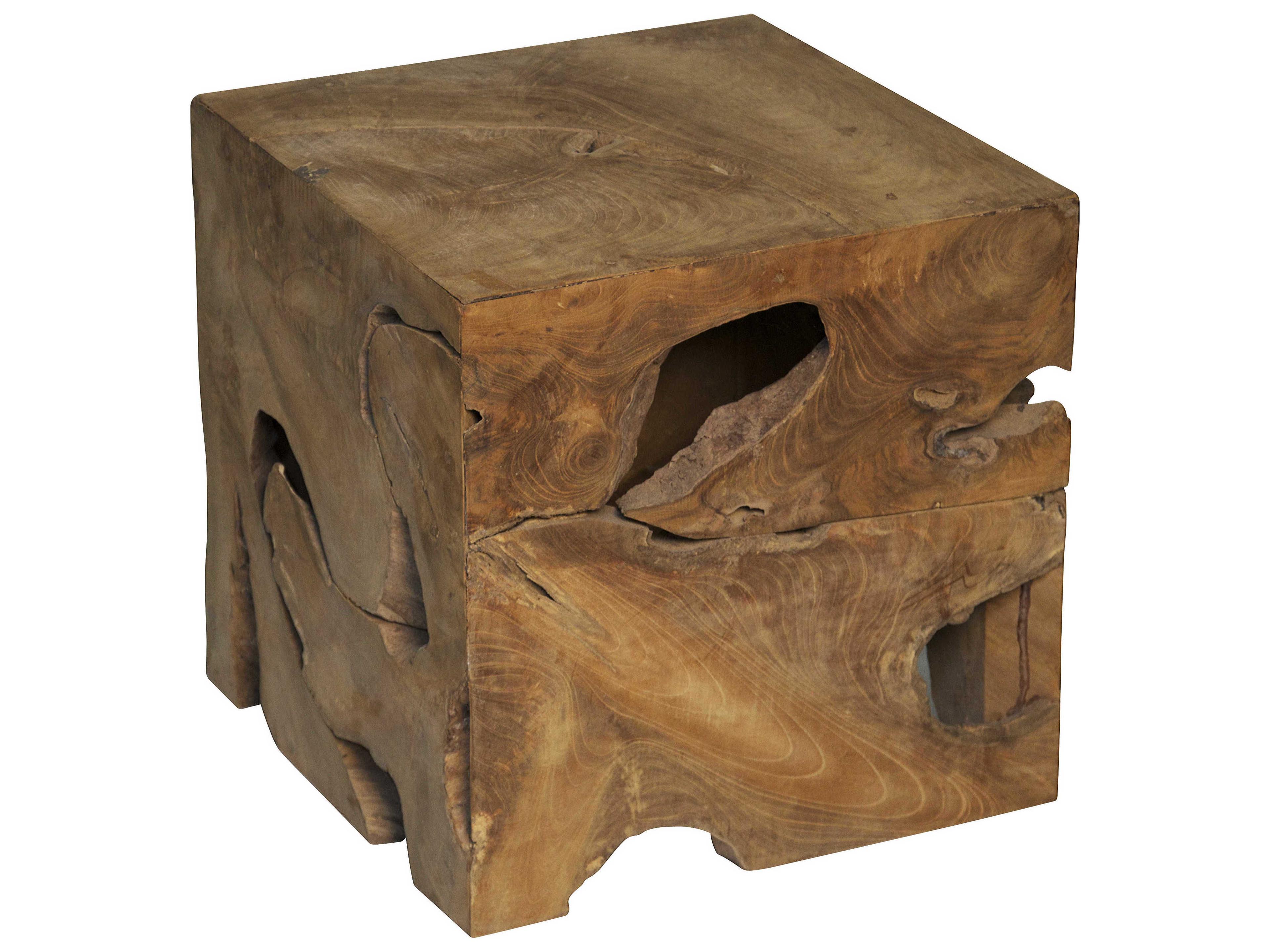 Vert Square Side Table in Clear Coat Satin Teak Wood