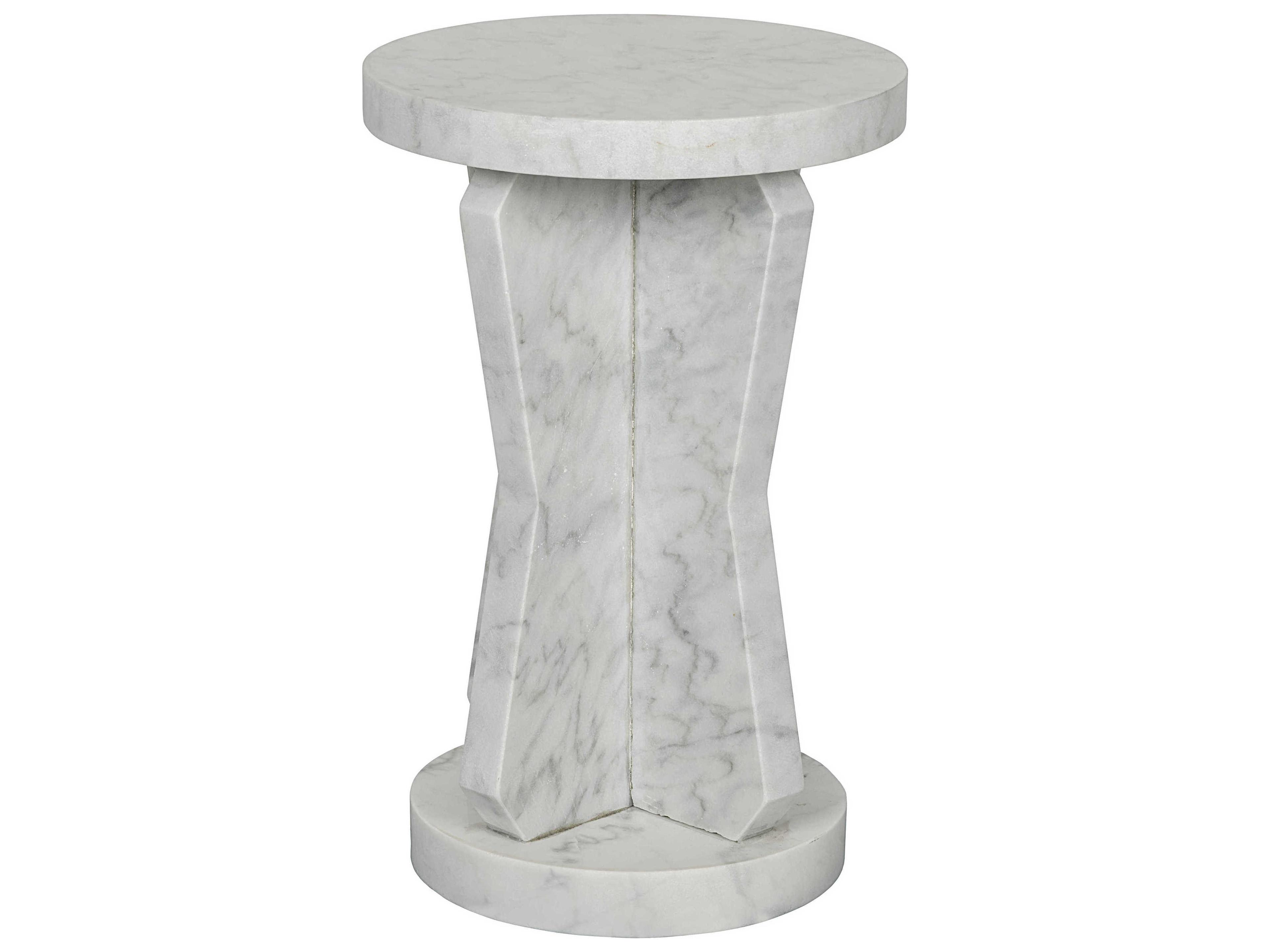 Noir Living Room Accents Round Marble Natural End Table