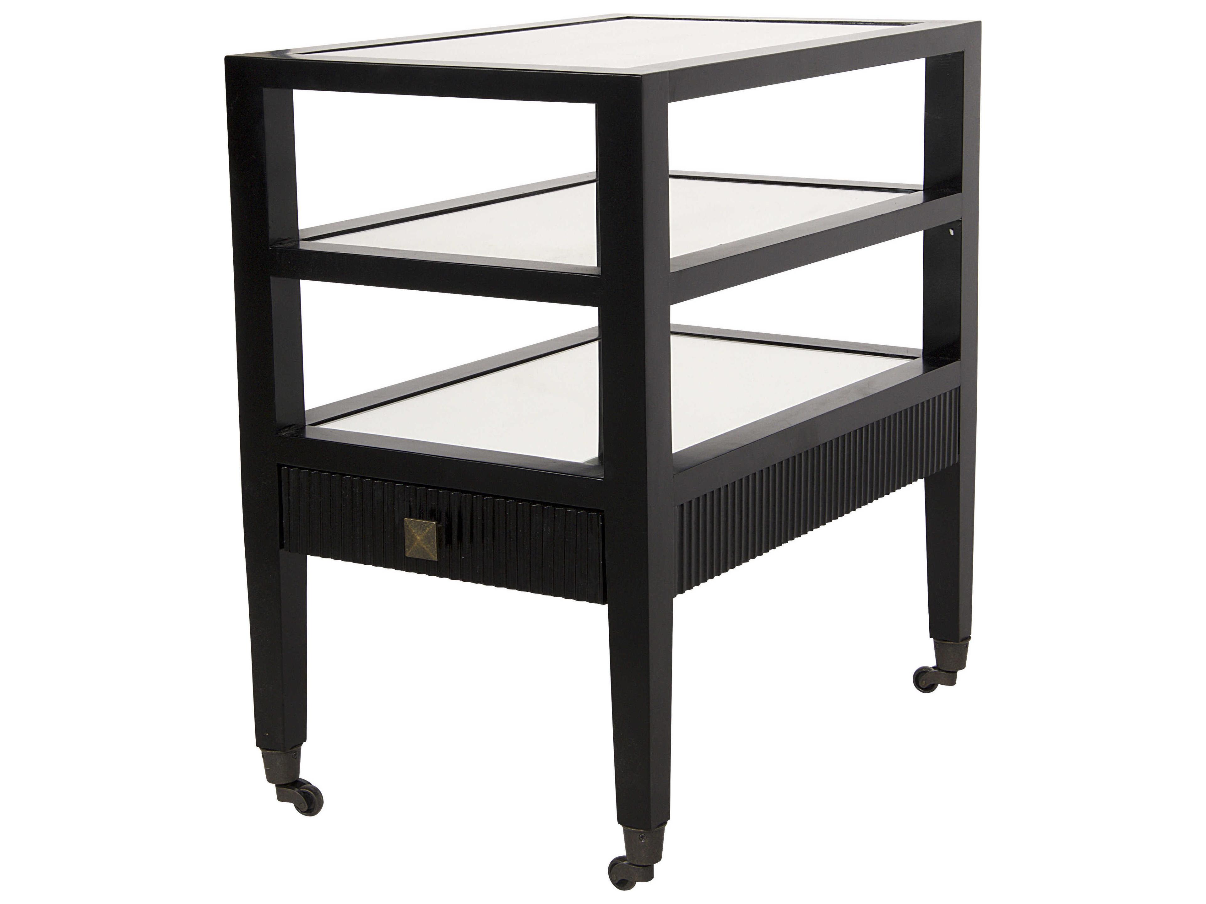 Noir Living Room Accents Rectangular Glass Distressed Black End Table