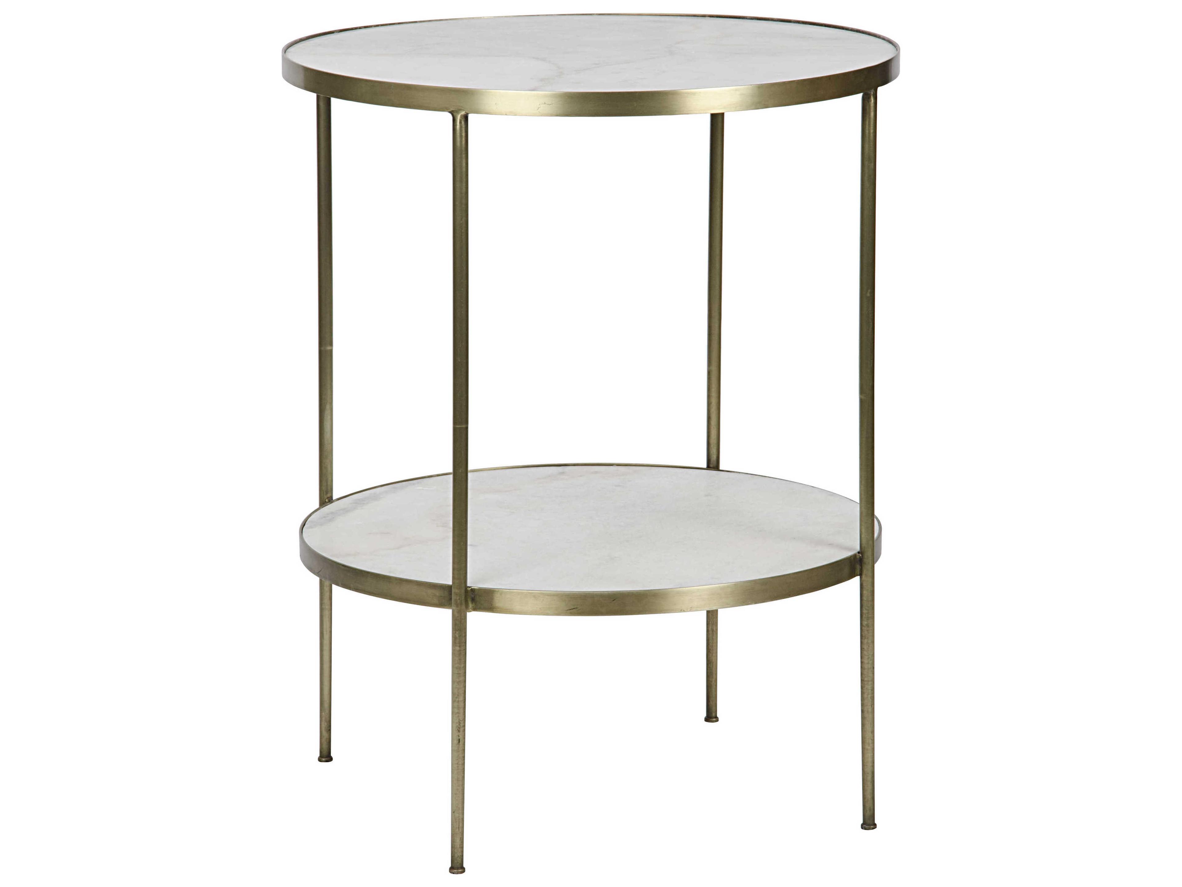 Living Room Accents Round Stone Antique Brass End Table