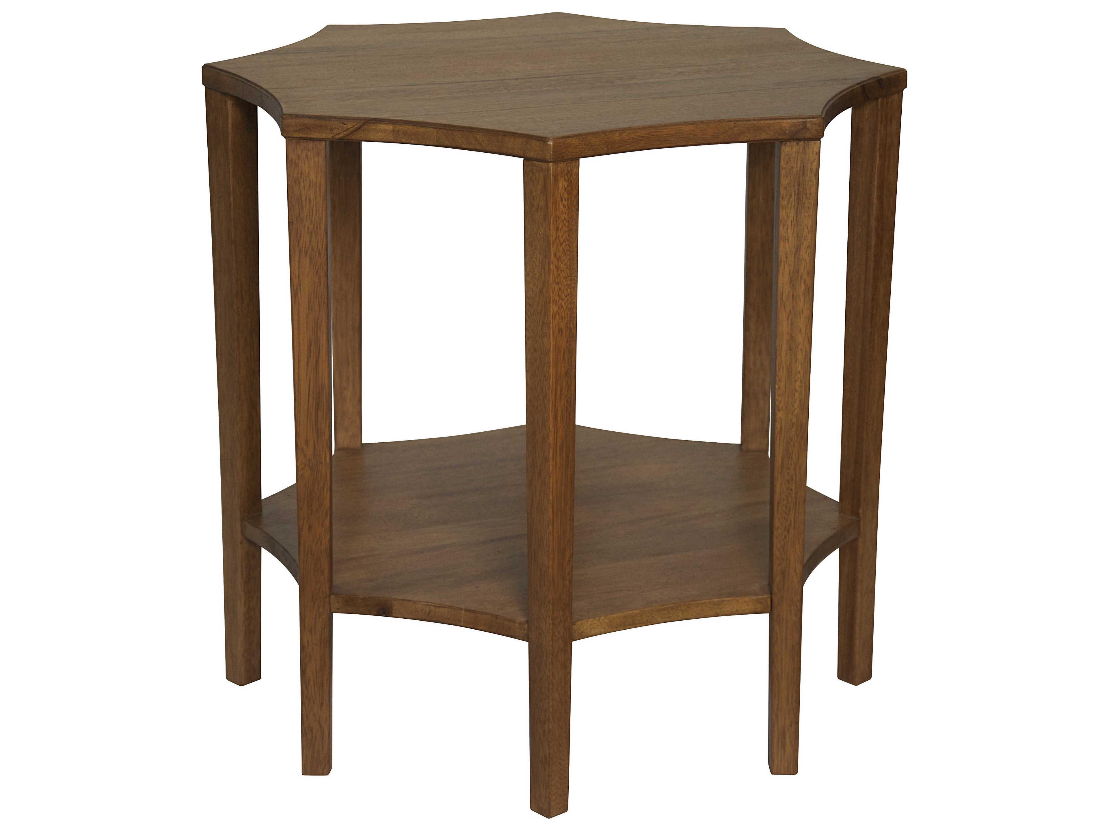 Ariana Octagon Side Table in Dark Walnut Wood