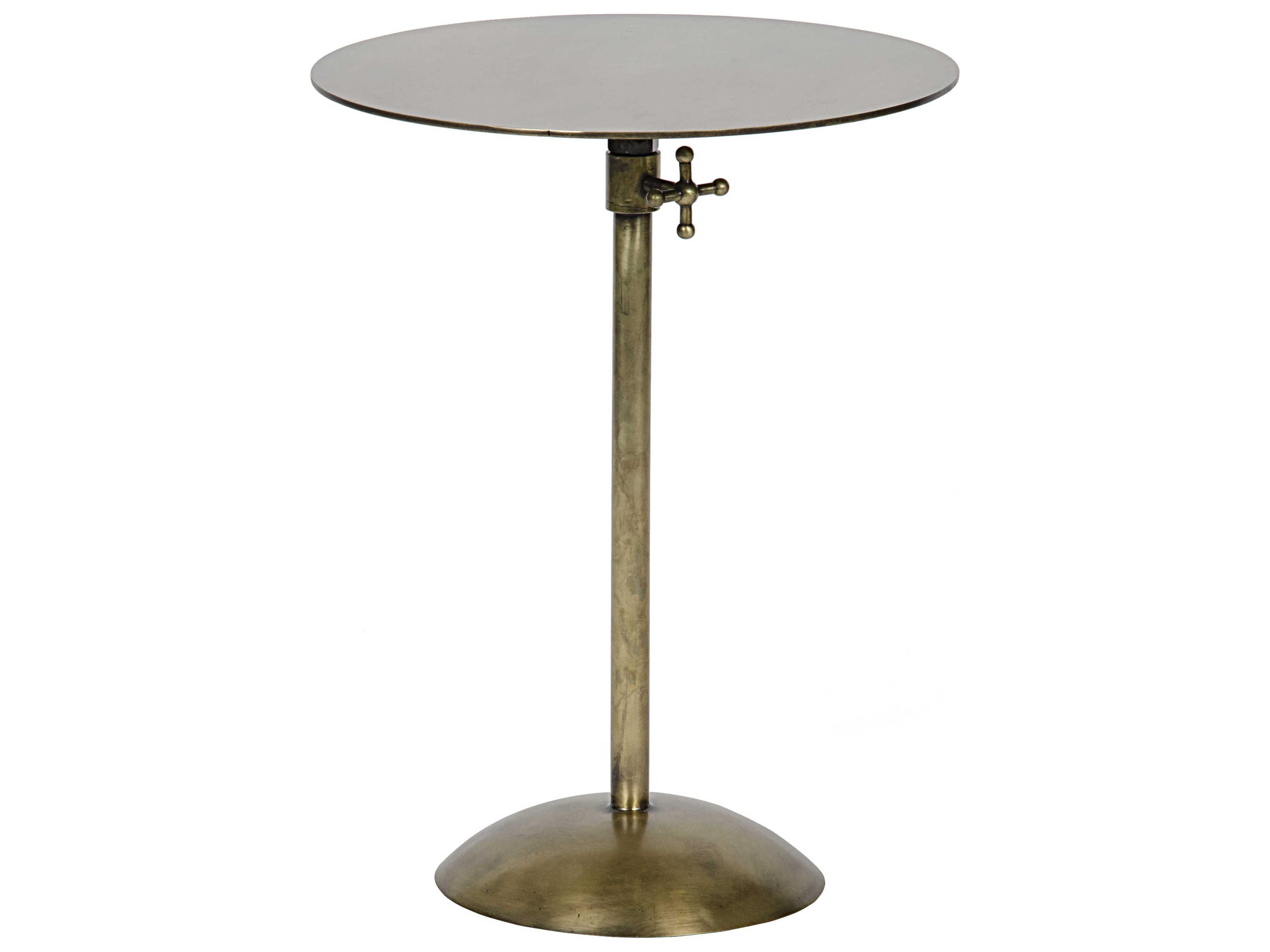 Living Room Accents Round Metal Antique Brass End Table