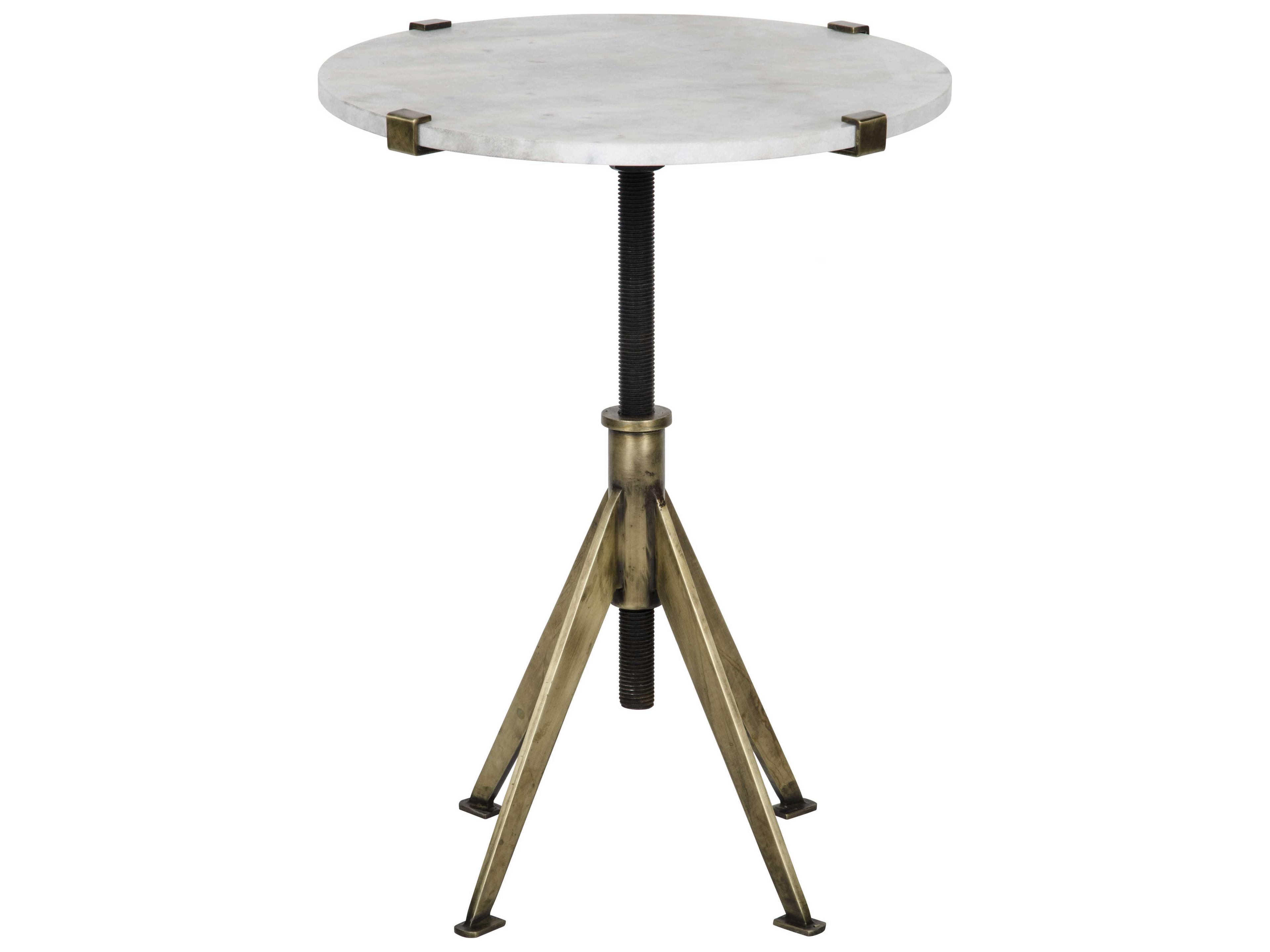 Living Room Accents Round Marble Antique Brass End Table