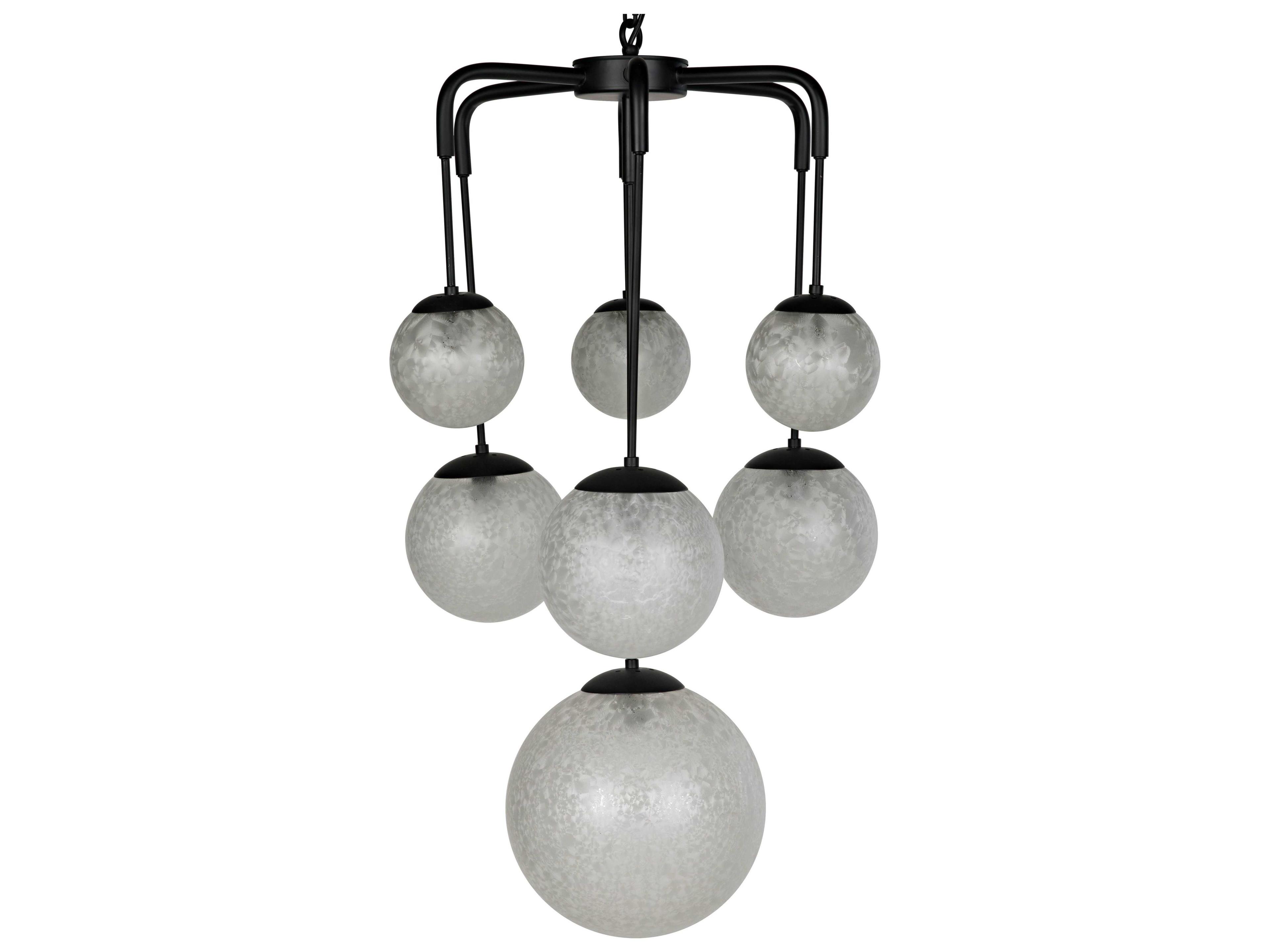7-Light Matte Black Globe Chandelier