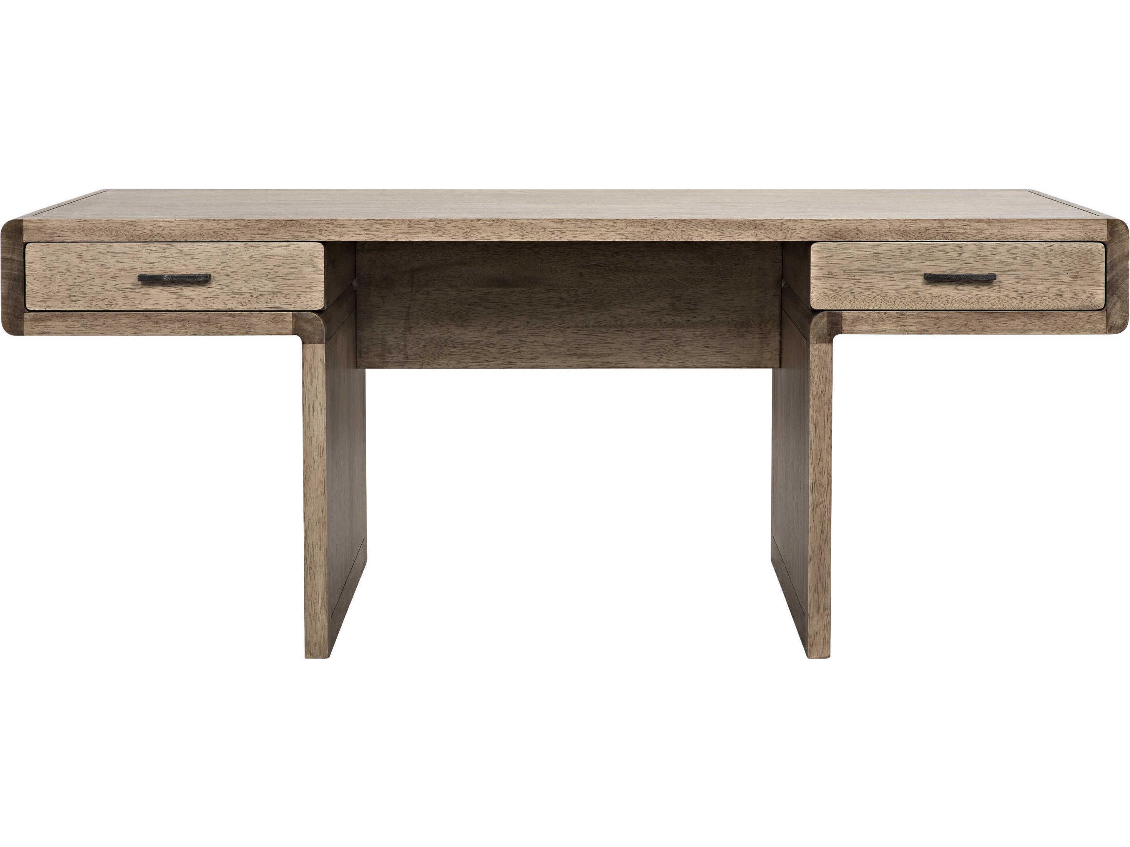 Office Essentials Washed Walnut Brown Wood Secretary Desk