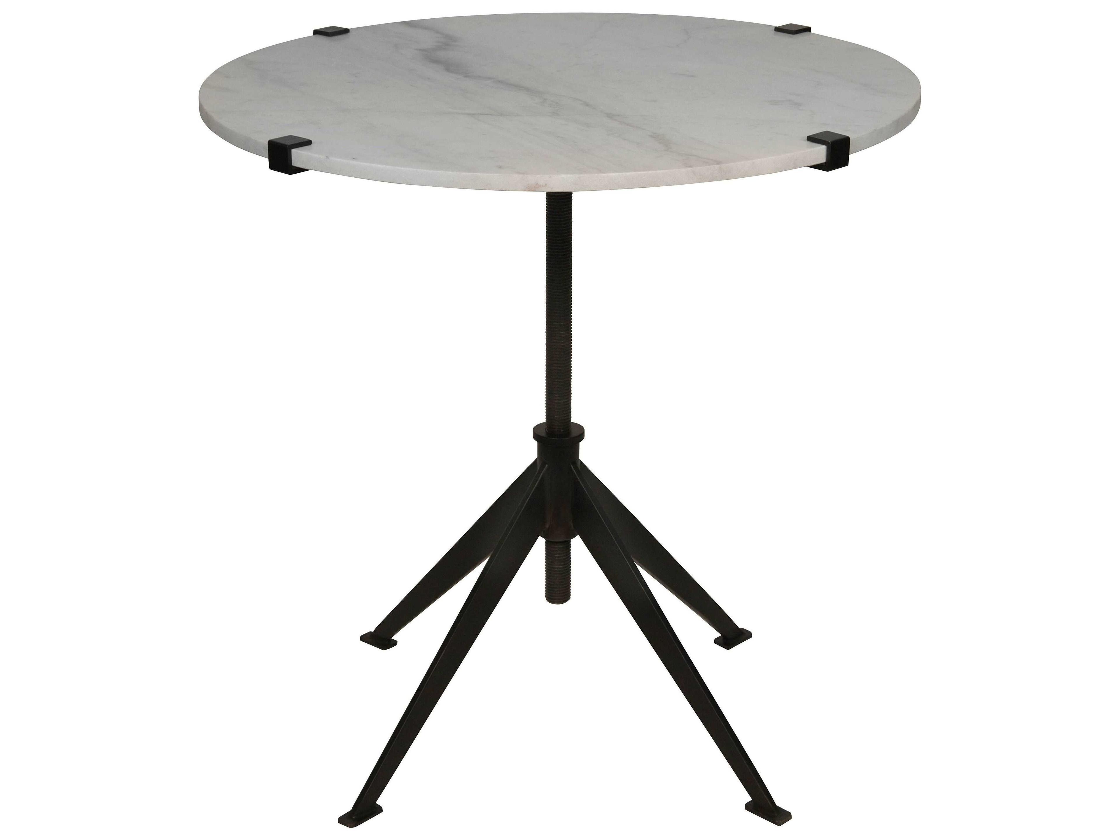 Round Marble Matte Black End Table