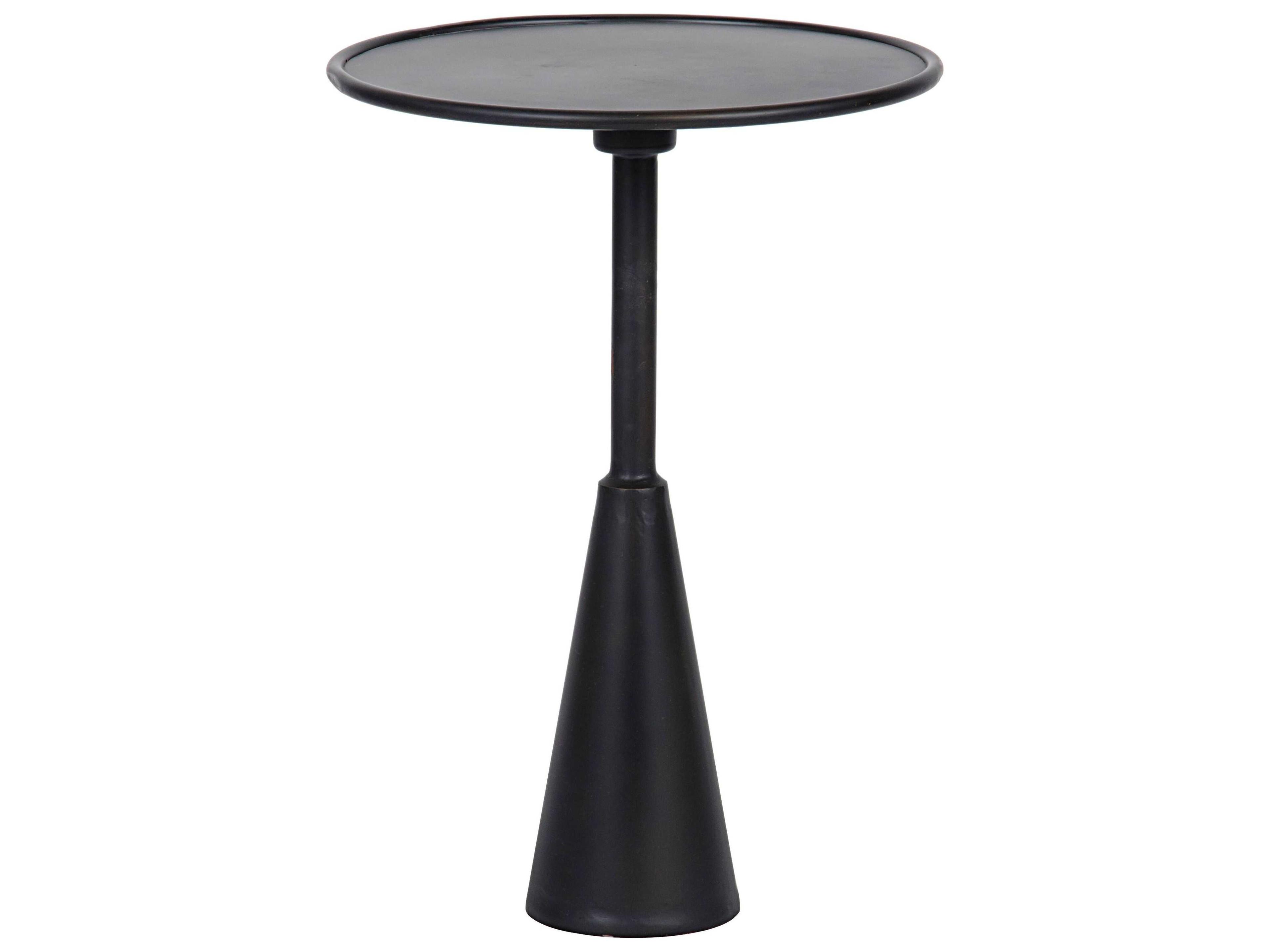 Round Black Metal End Table