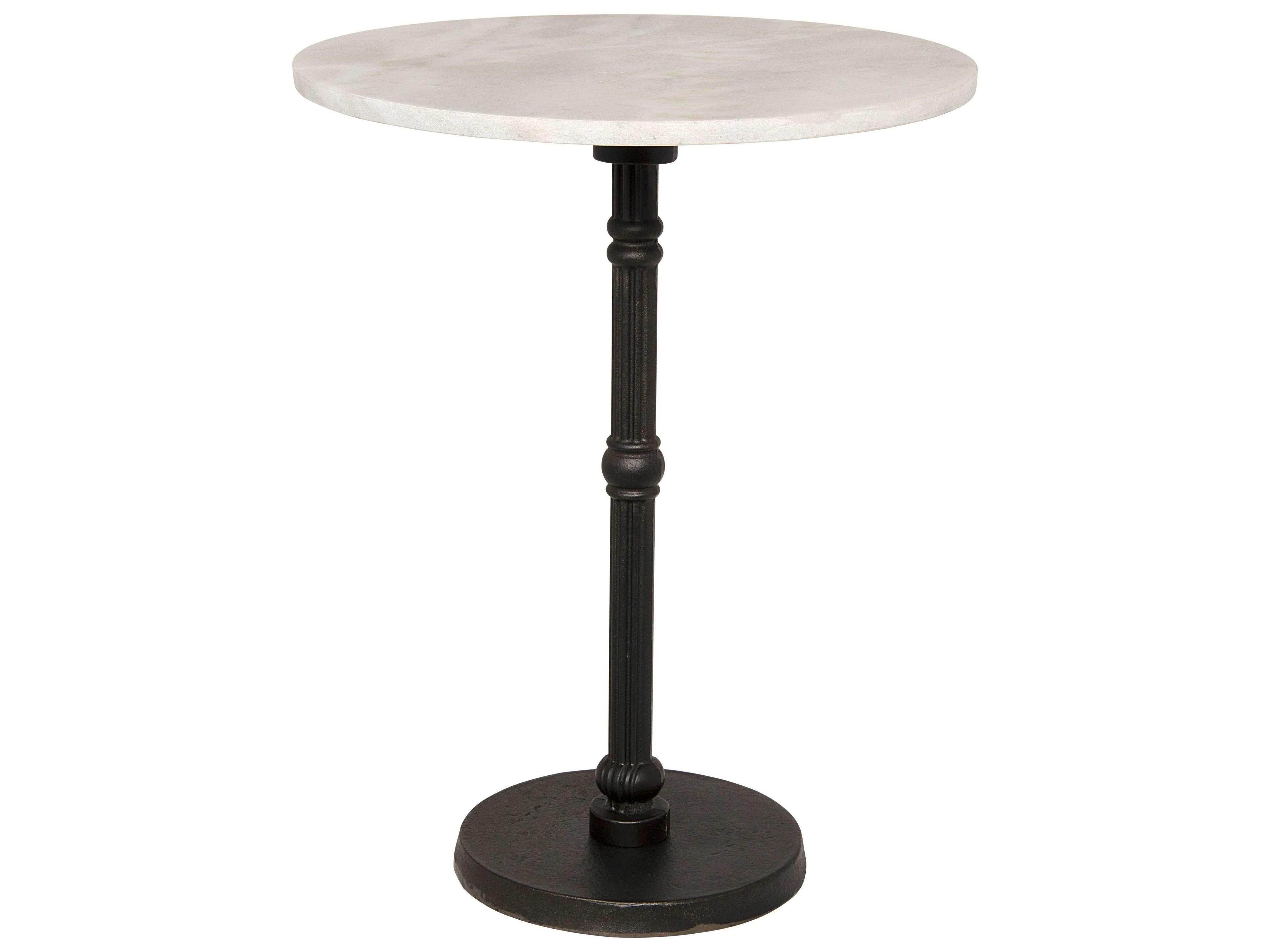 Round Stone Matte Black End Table