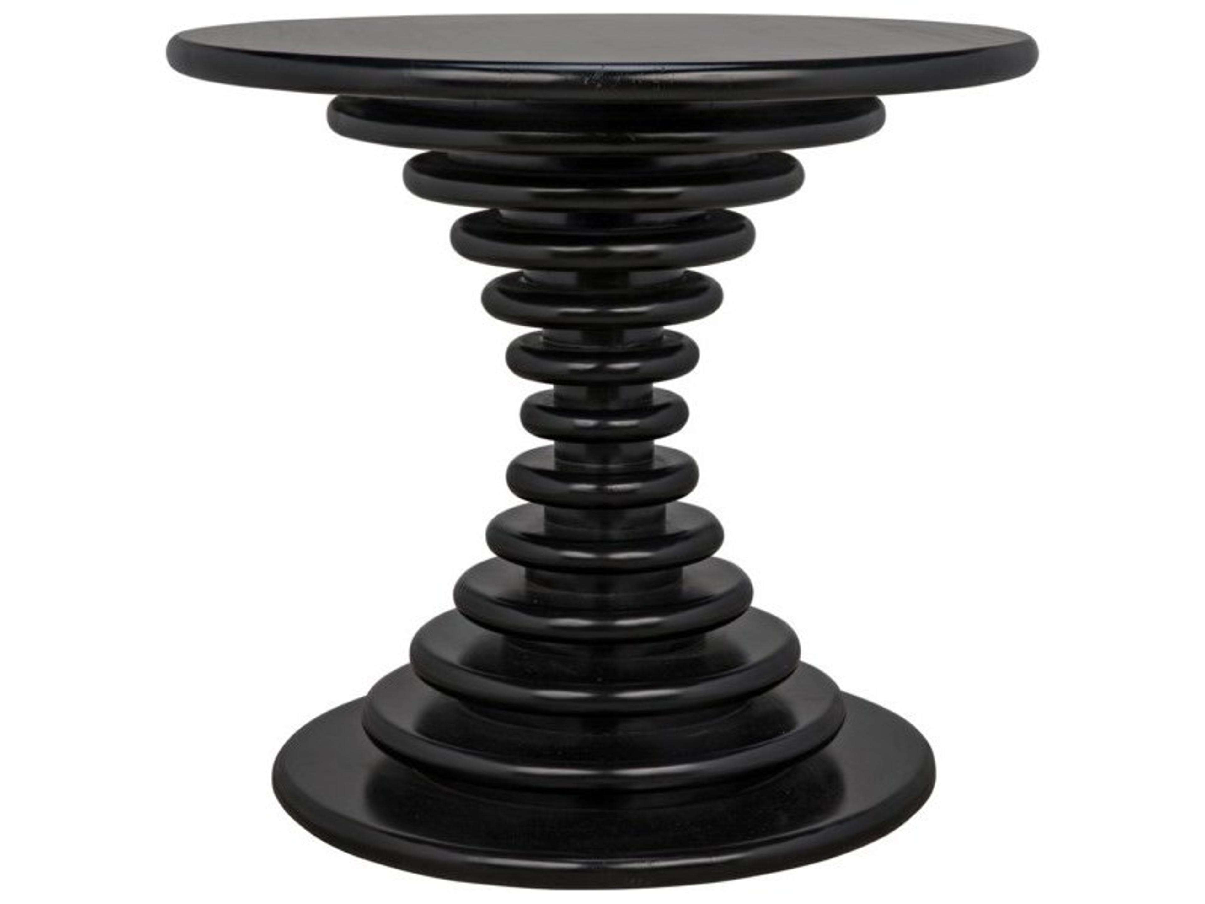 Round Wood Hand Rubbed Black End Table