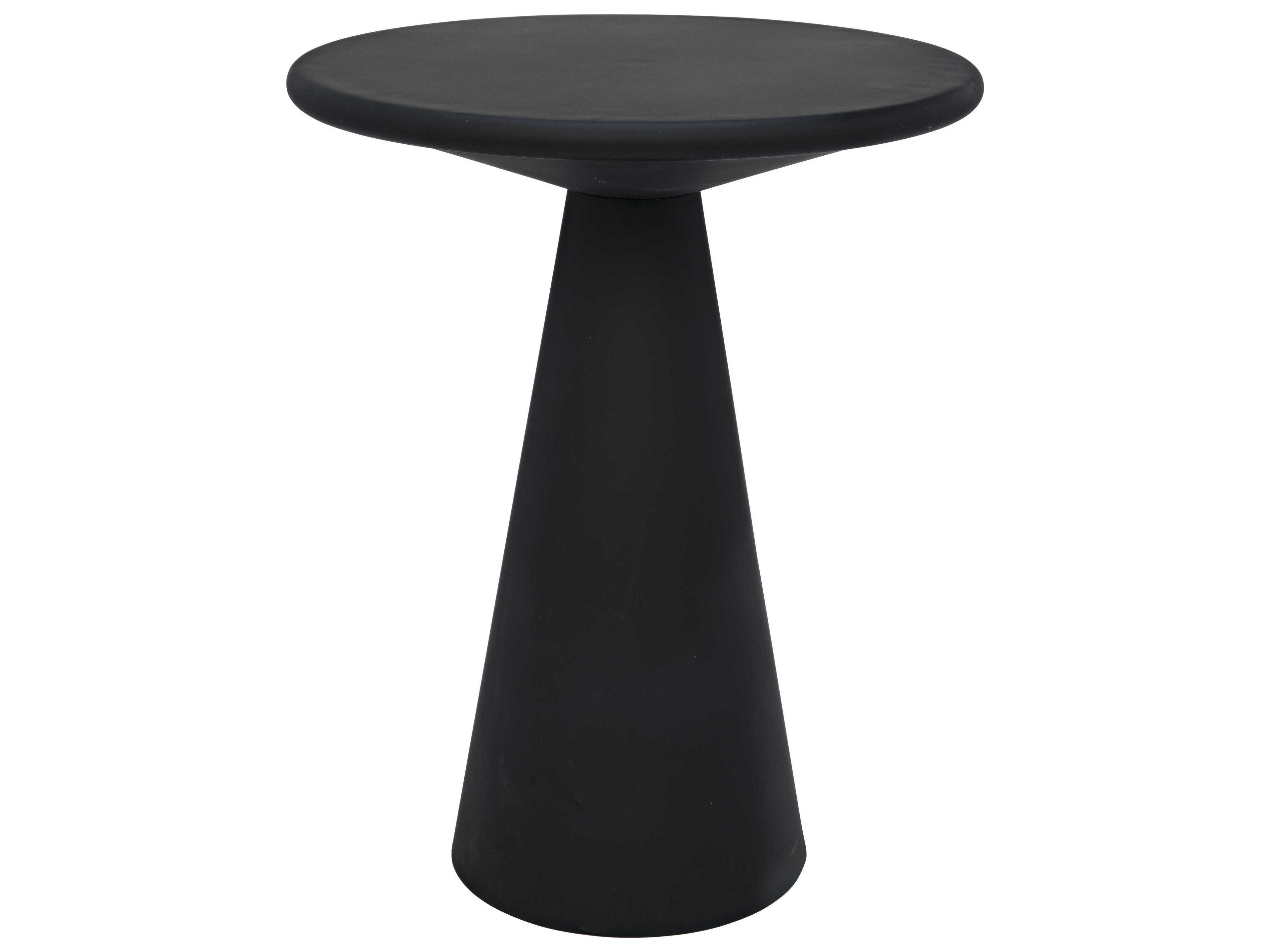 Noir Round Metal Black End Table