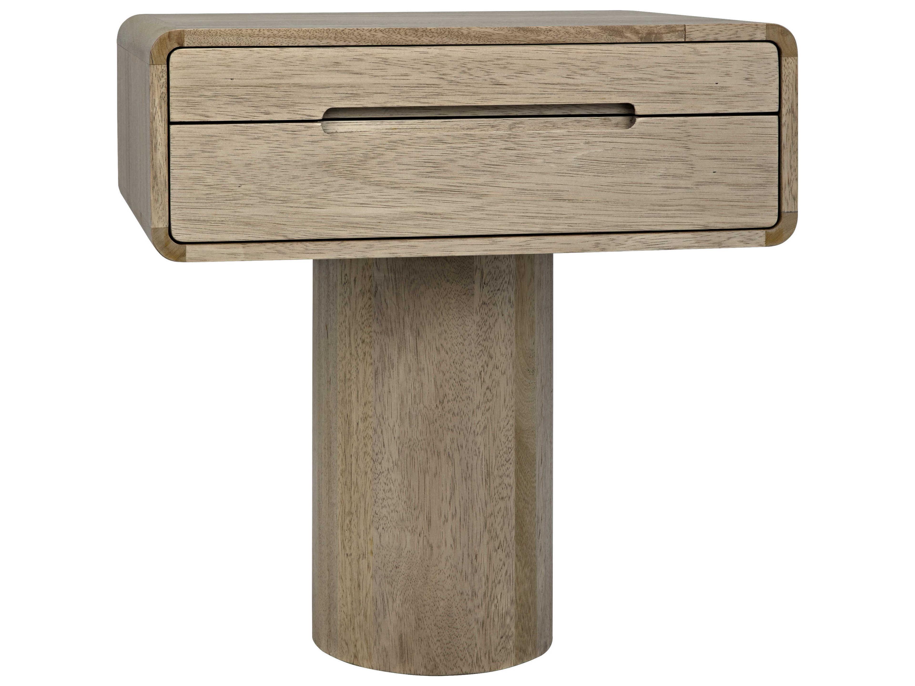 Rectangular Wood Washed Walnut End Table